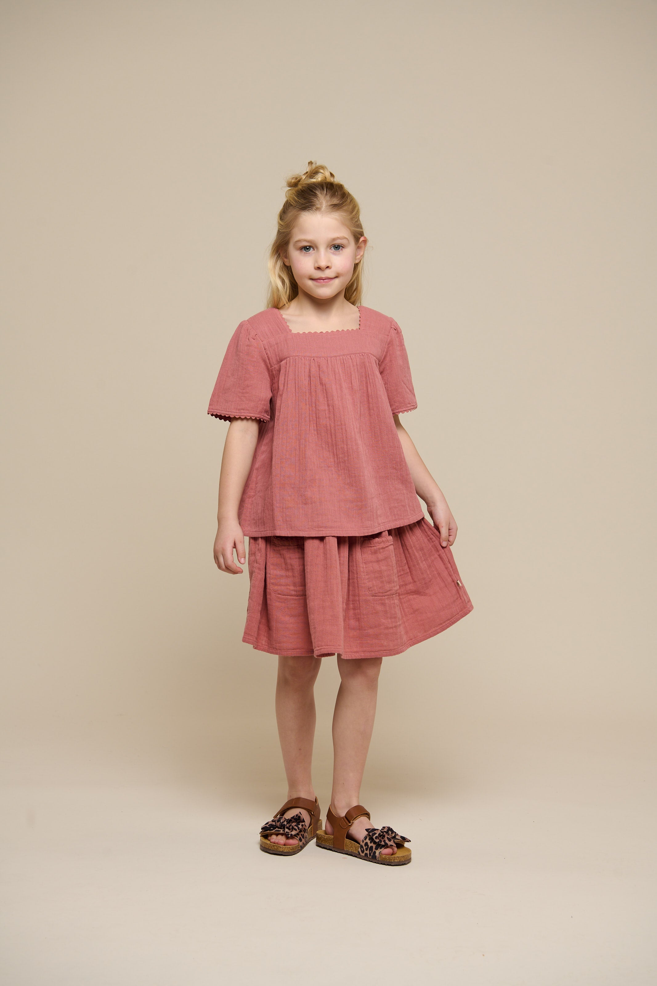 Bluse i musselin med korte ærmer - Tween - Old Rose | 100921 Jasmine