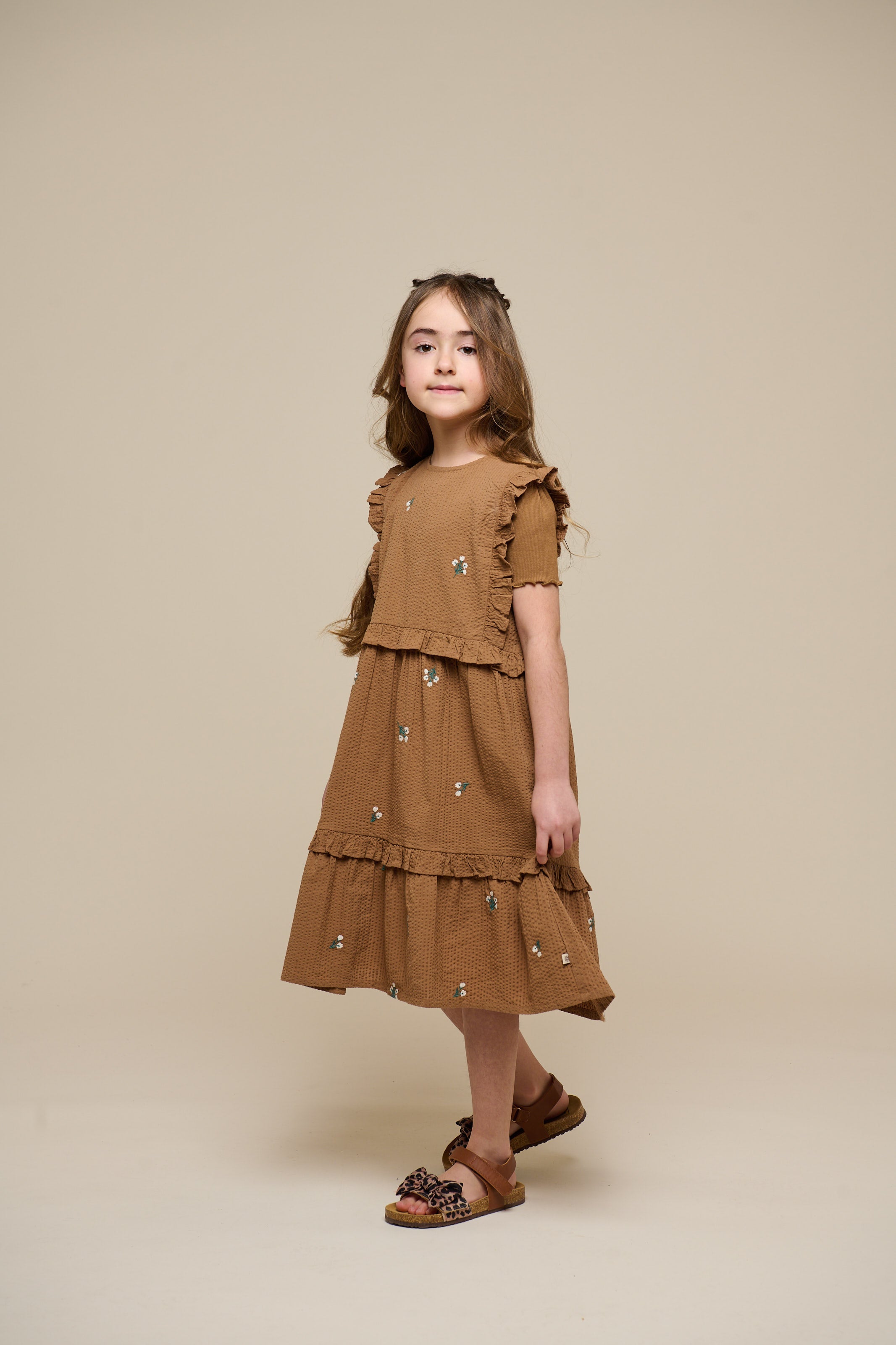 Broderet seersucker kjole - Tween - Coconut | 100979 Nora