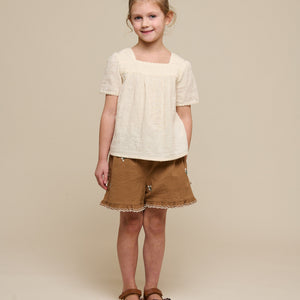 Broderede seersucker shorts - Tween - Coconut | 100987 Nora