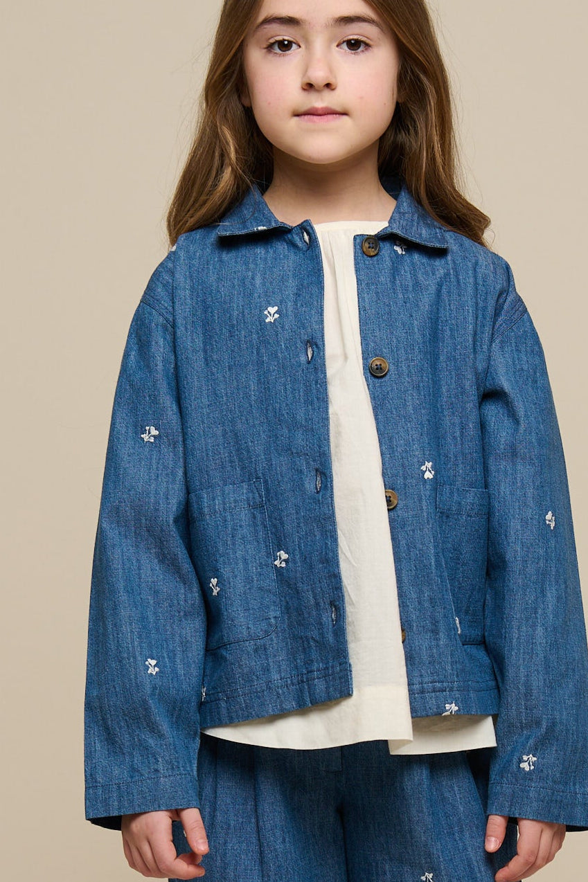 Broderet light-denim skjortejakke - Tween - Blue Denim | 101082 Isabella