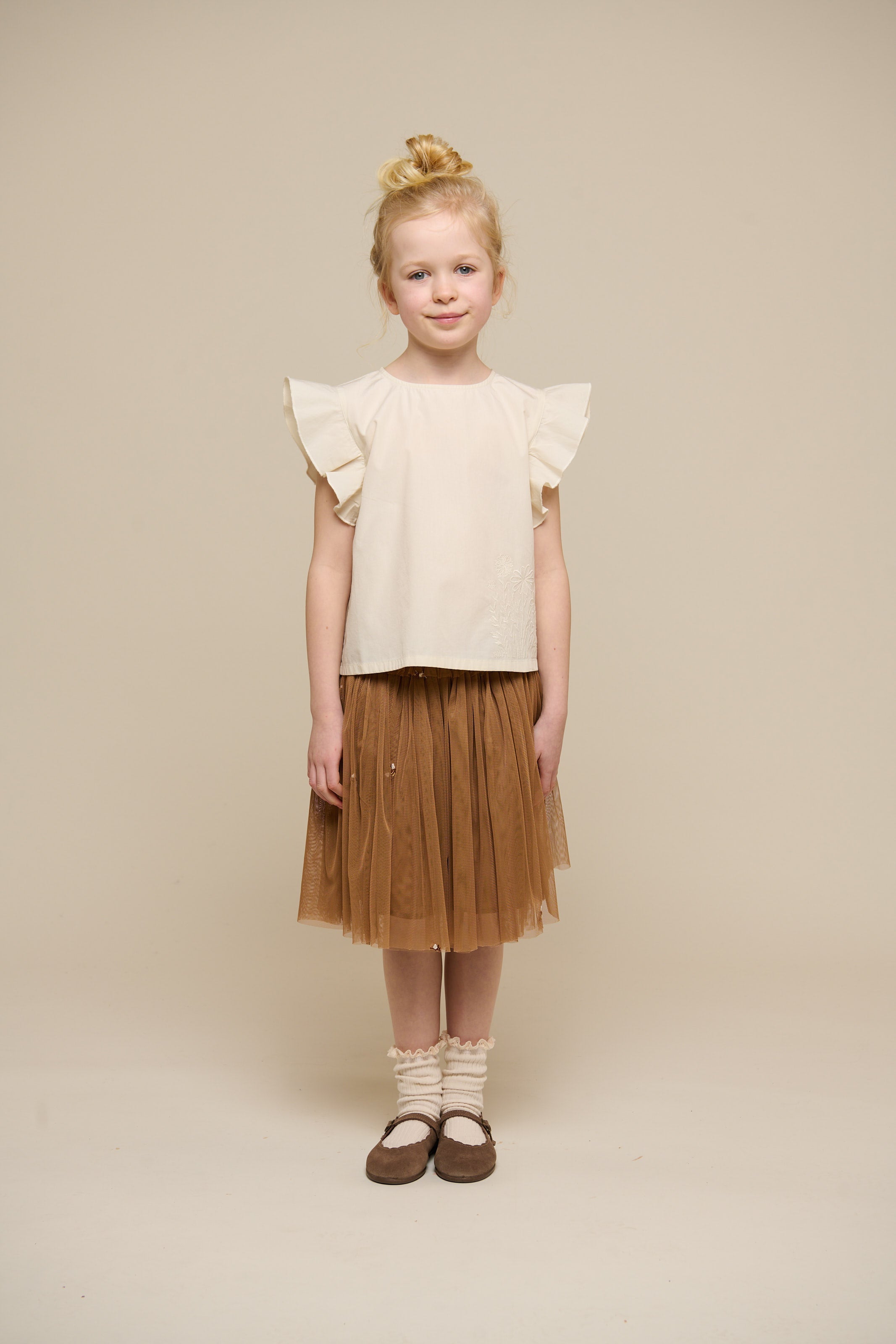 Poplinbluse med broderi - Tween - Offwhite | 101074 Barbara