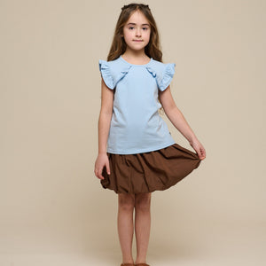 Jersey top med flæse - Tween - Powder Blue | 101268 Selma
