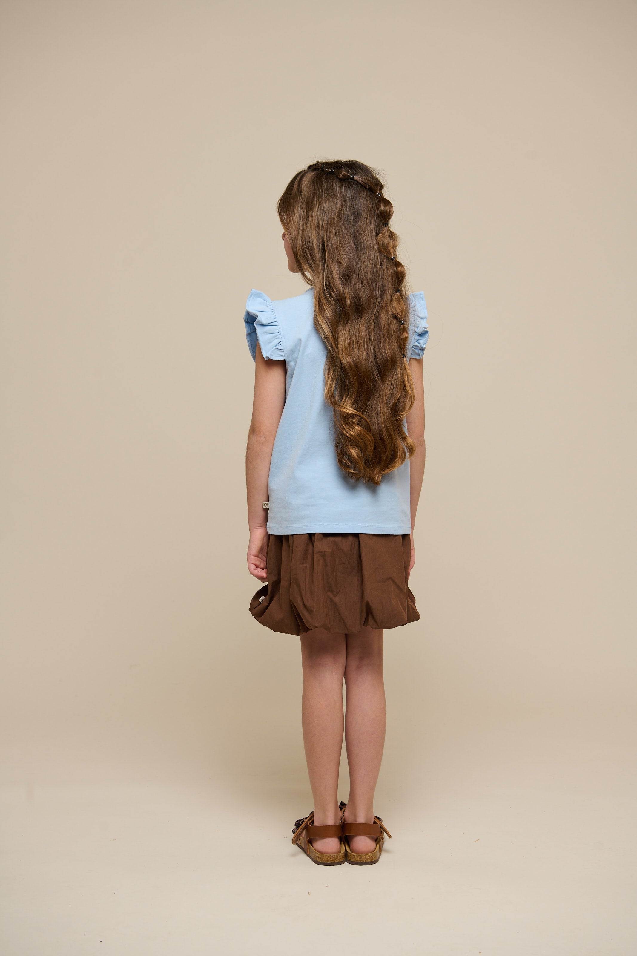 Jersey top med flæse - Tween - Powder Blue | 101268 Selma