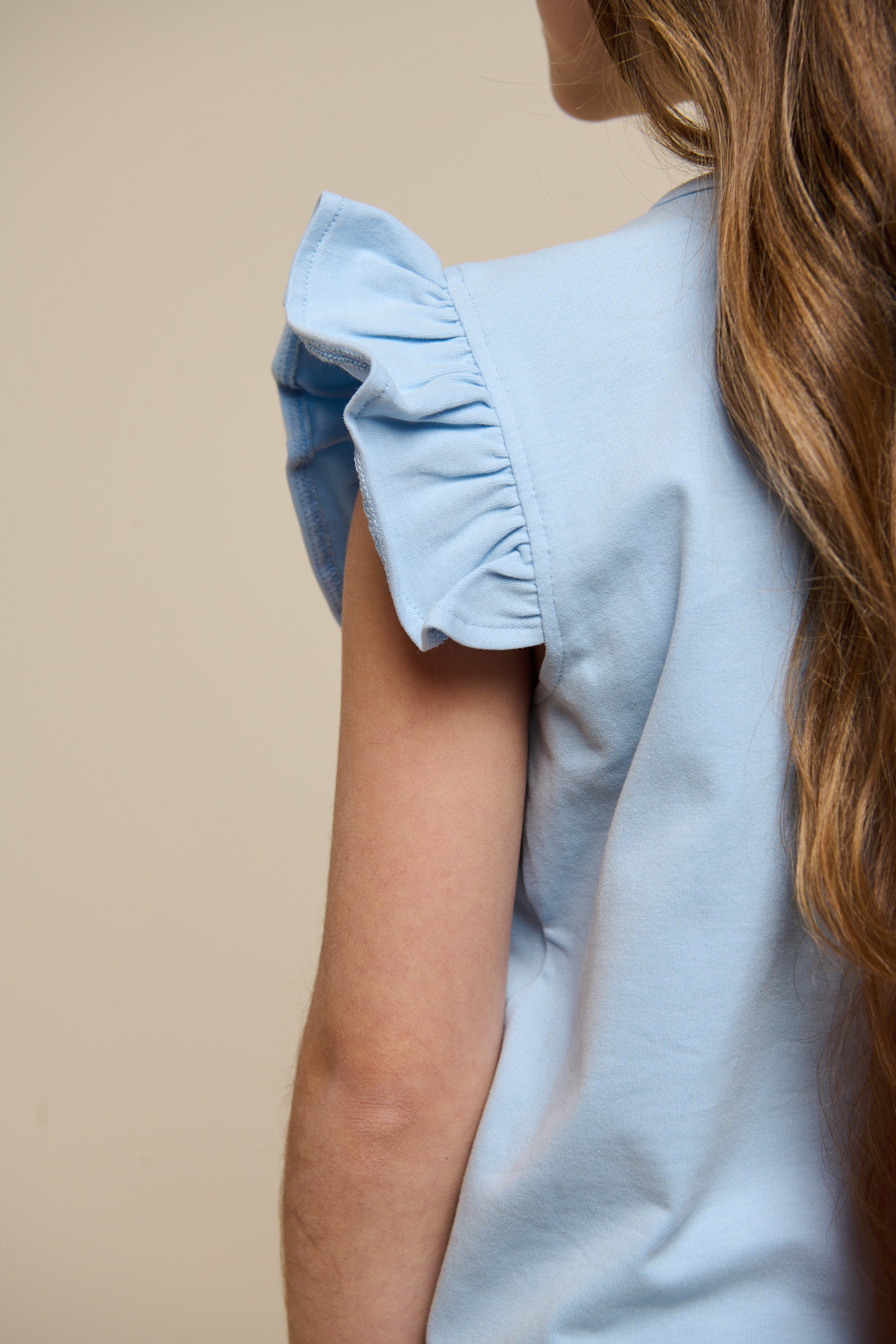 Jersey top med flæse - Tween - Powder Blue | 101268 Selma