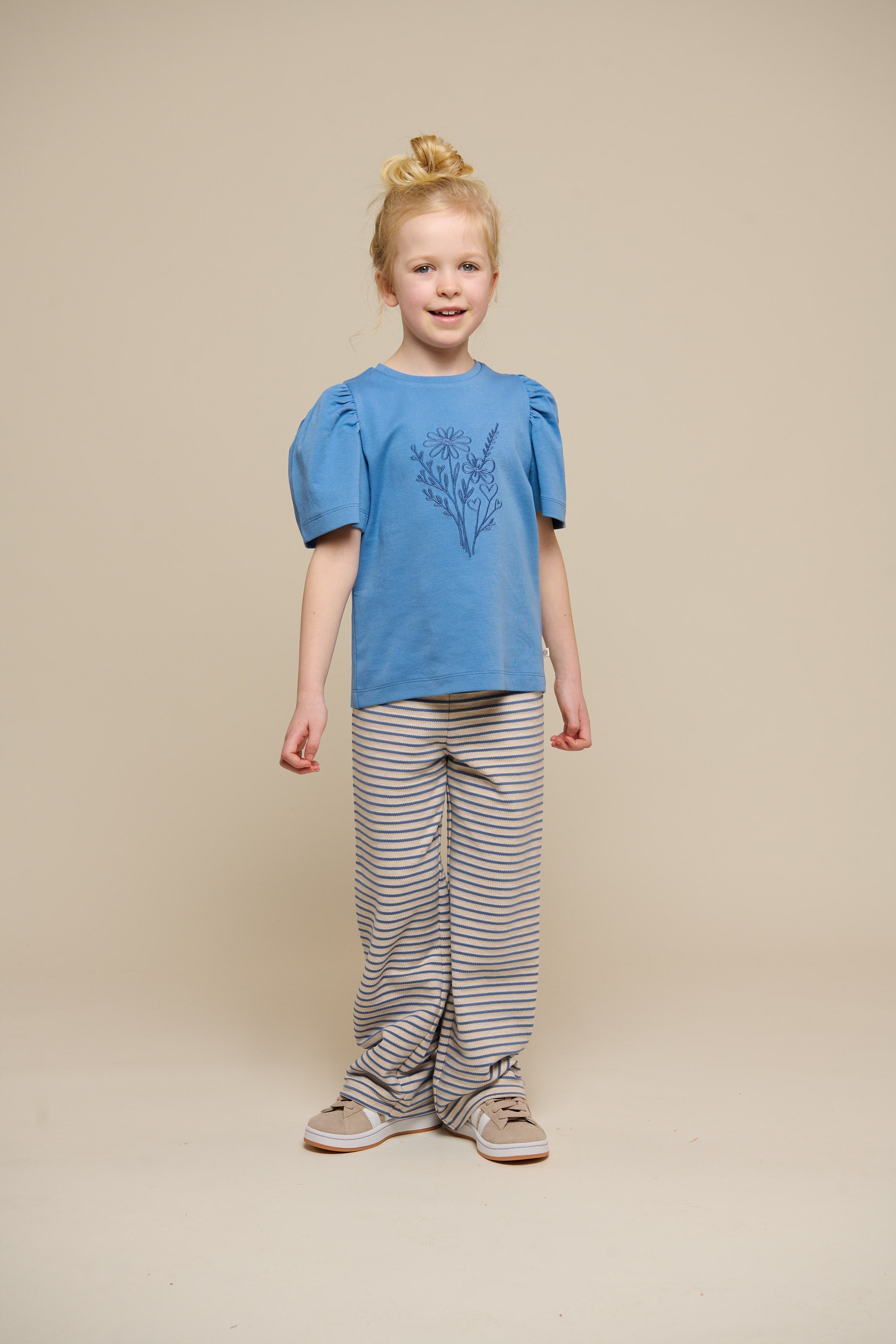 Stribede jersey bukser med vide ben - Tween - Blue | 100998 Emmie