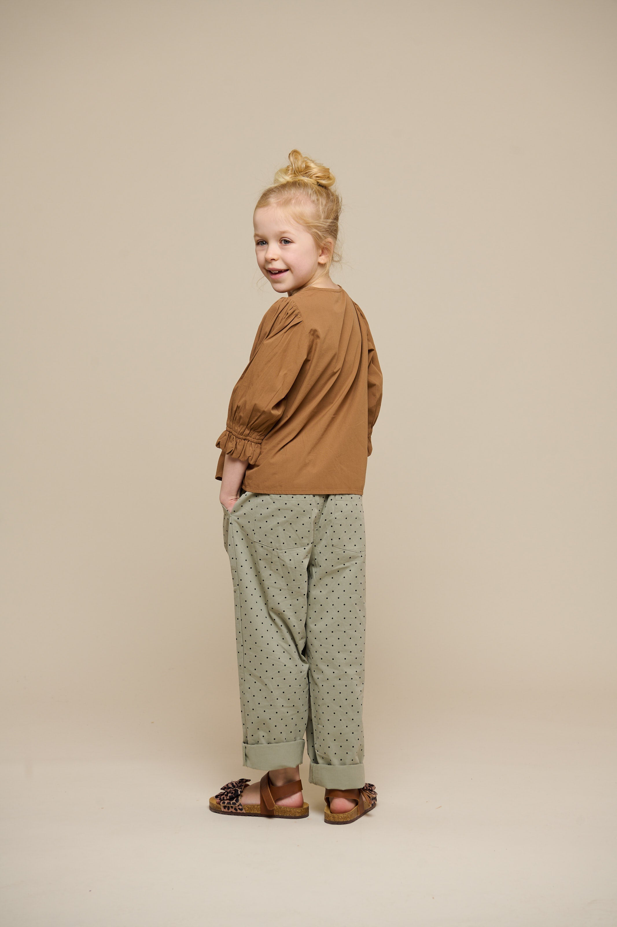 Twill-Bukser med prikker - Tween - Dusty Green | 100617 Iris