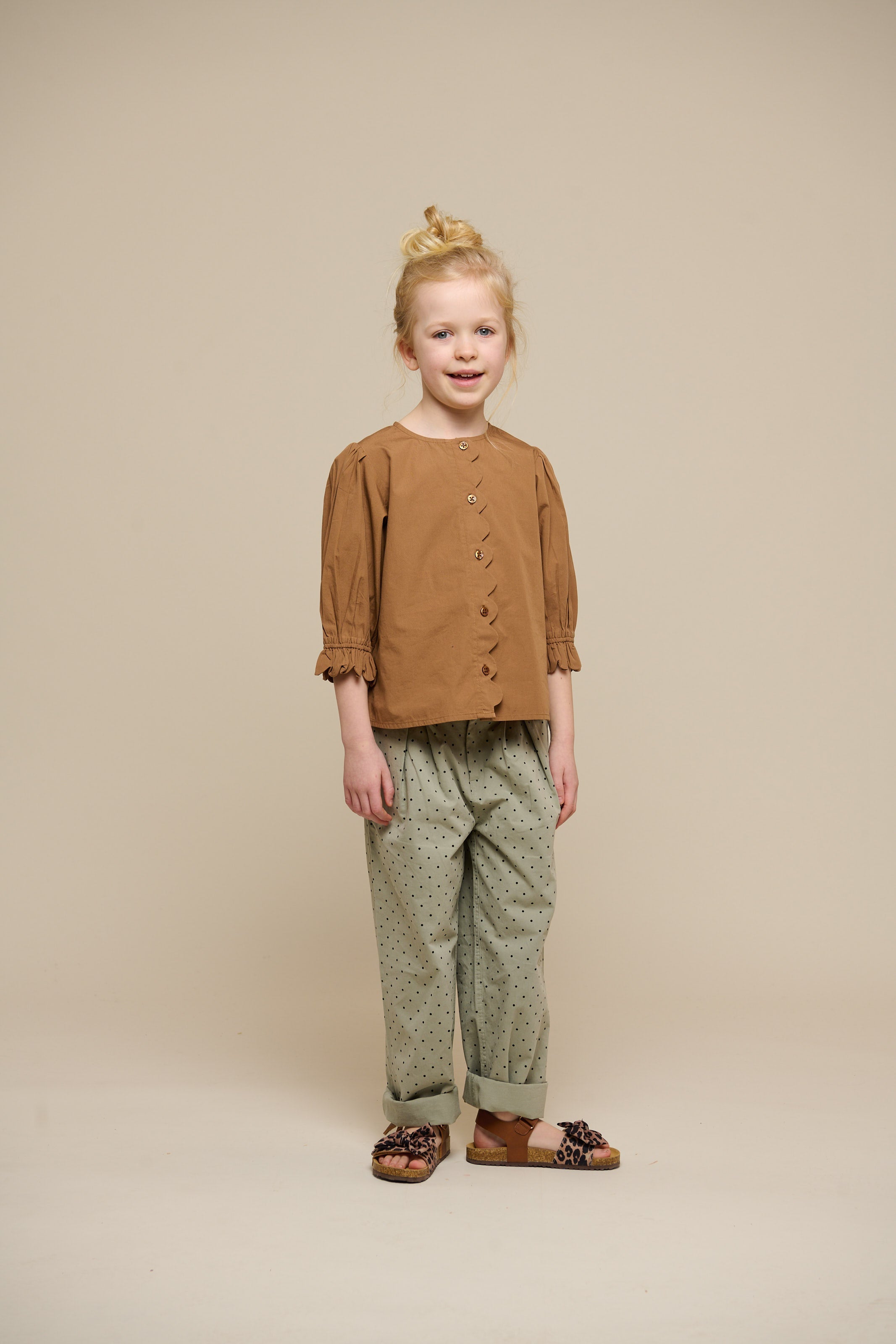 Twill-Bukser med prikker - Tween - Dusty Green | 100617 Iris