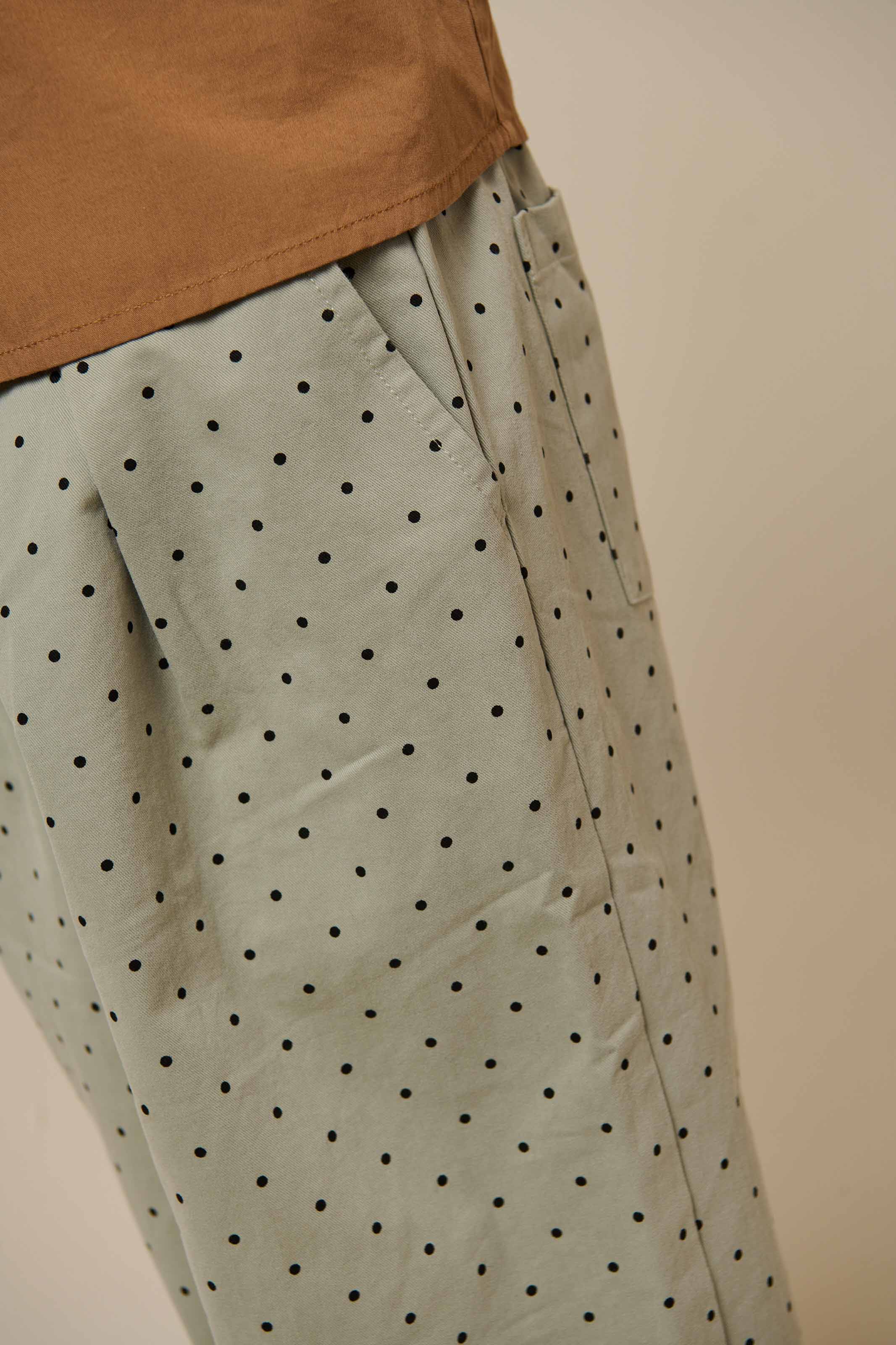 Twill-Bukser med prikker - Tween - Dusty Green | 100617 Iris