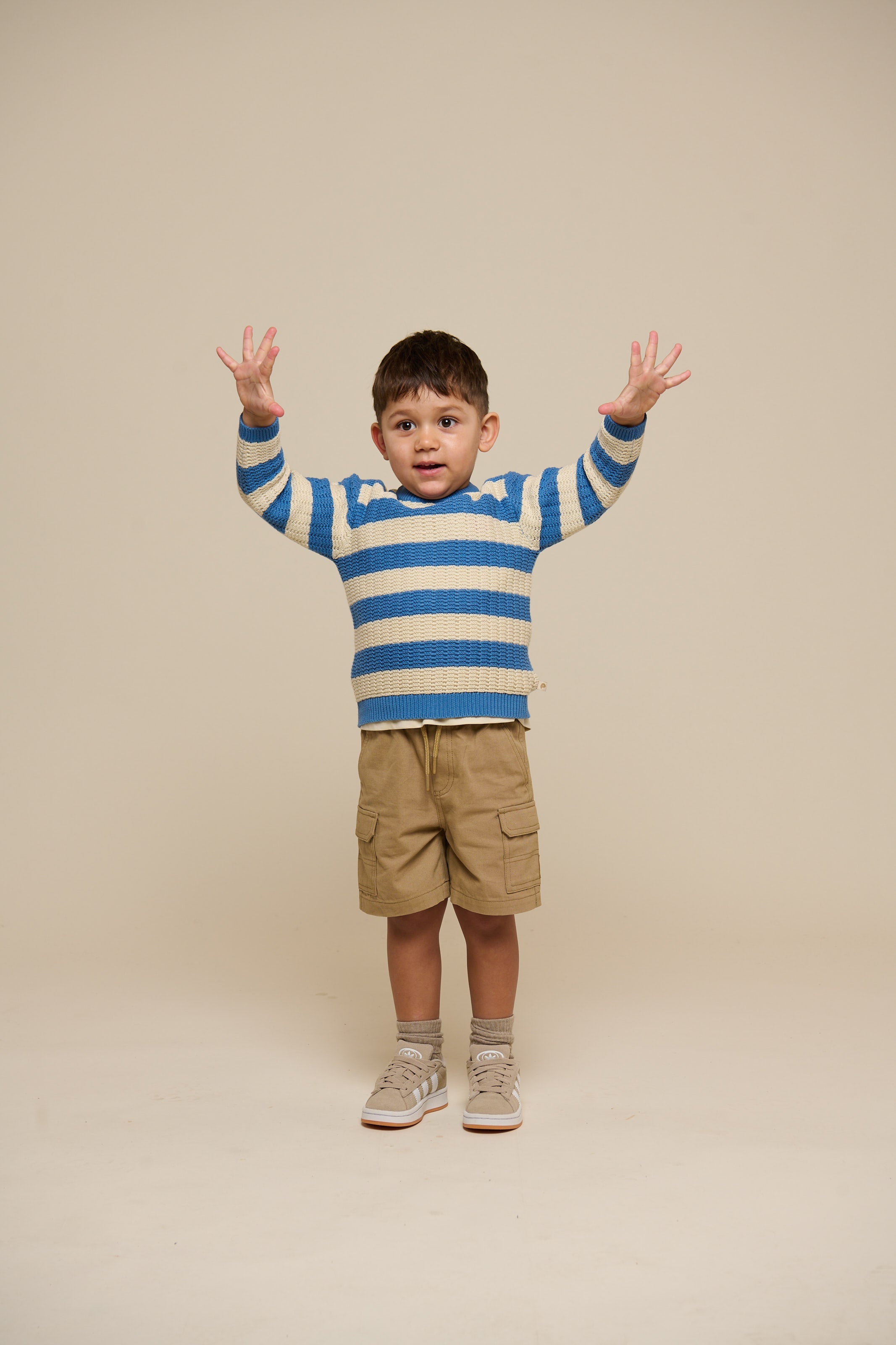 Stribet strik - Kids - Dusty Blue/Offwhite | 101283 Brady