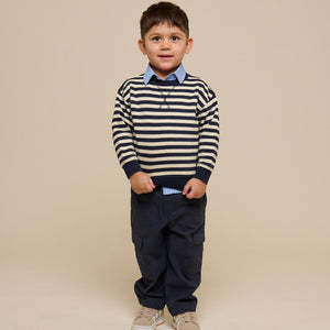 Stribet crewneck sweatshirt - Kids - Navy Stripe | 101344 Cole