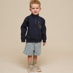 Baggy jacquardvævede denimshorts - Kids - Blue Denim | 101059 Kyle