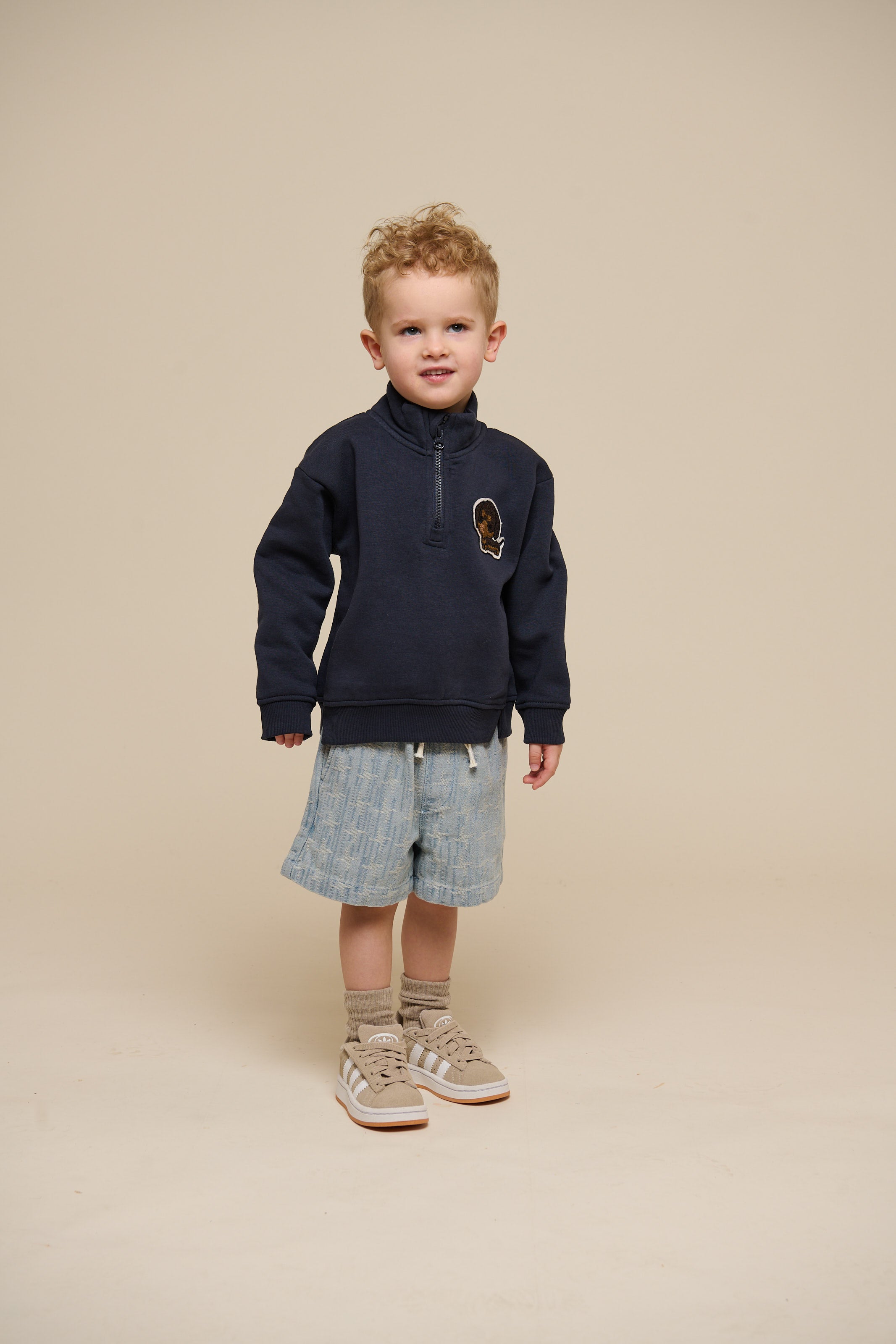 Baggy jacquardvævede denimshorts - Kids - Blue Denim | 101059 Kyle