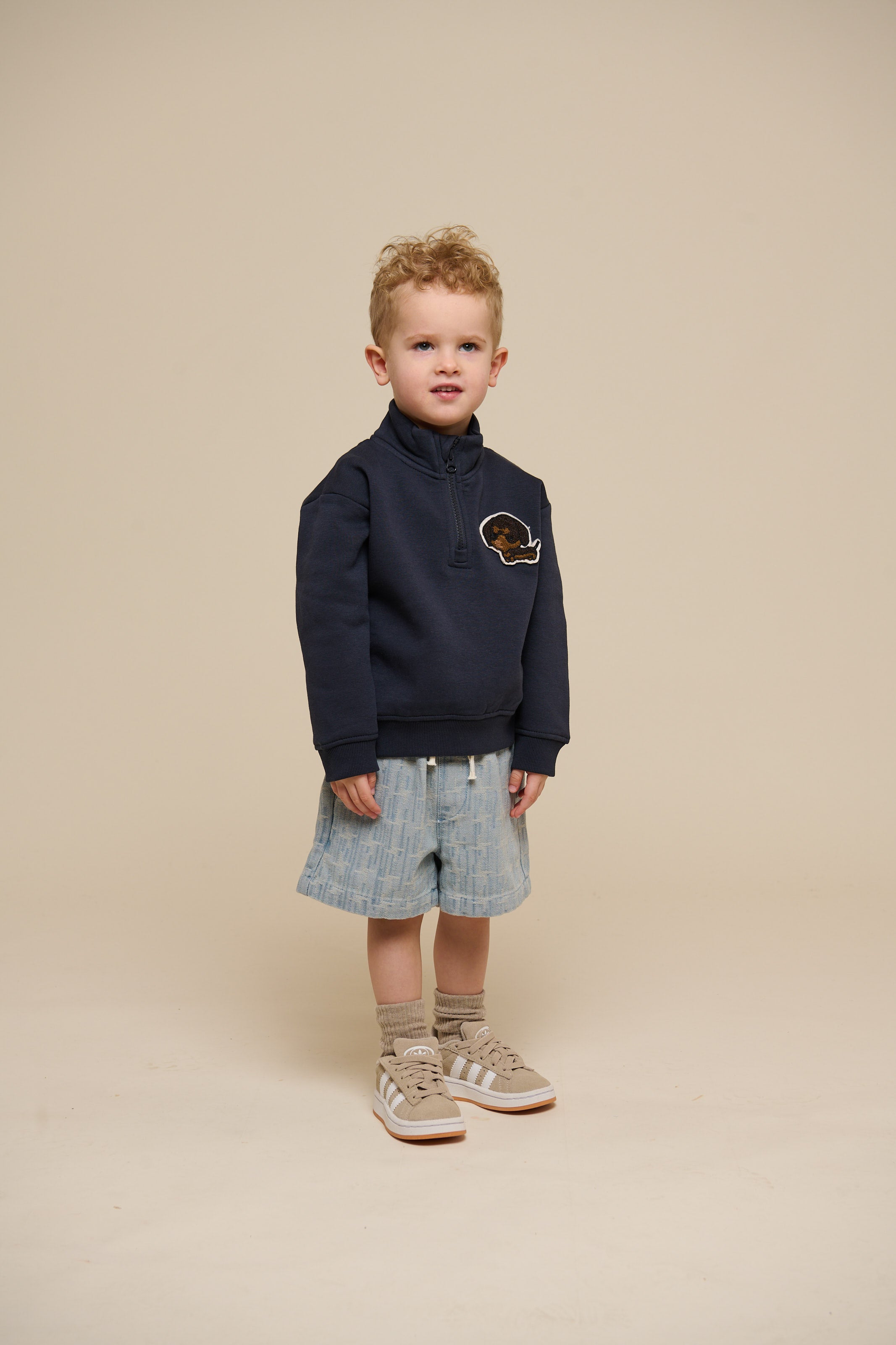 Sweatshirt med kort lynlĂĄs - Kids - Navy | 100806 Tristan