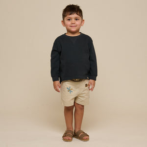 Langærmet T-shirt med struktur - Kids - Forest Green | 100707 Malthe