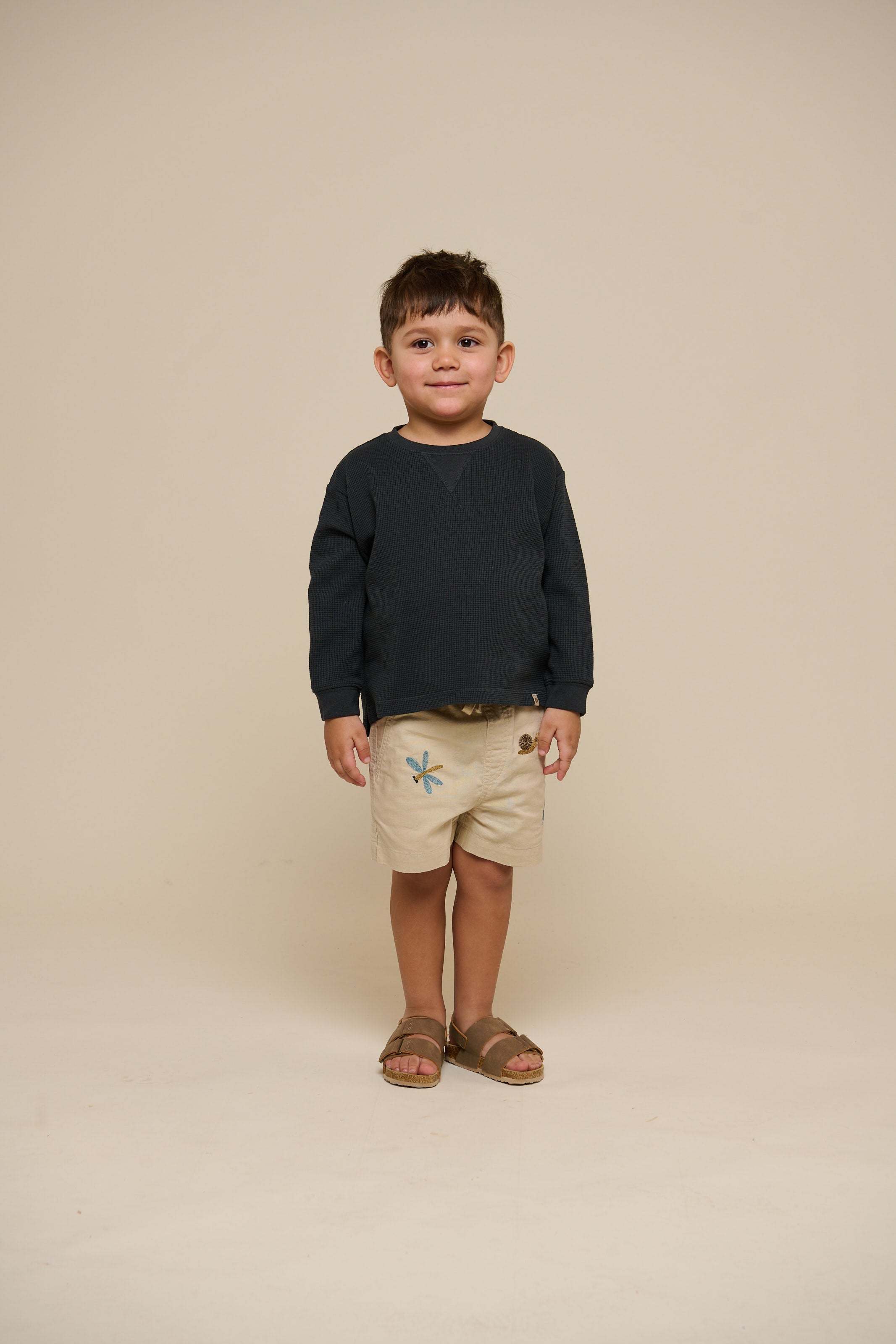 Langærmet T-shirt med struktur - Kids - Forest Green | 100707 Malthe