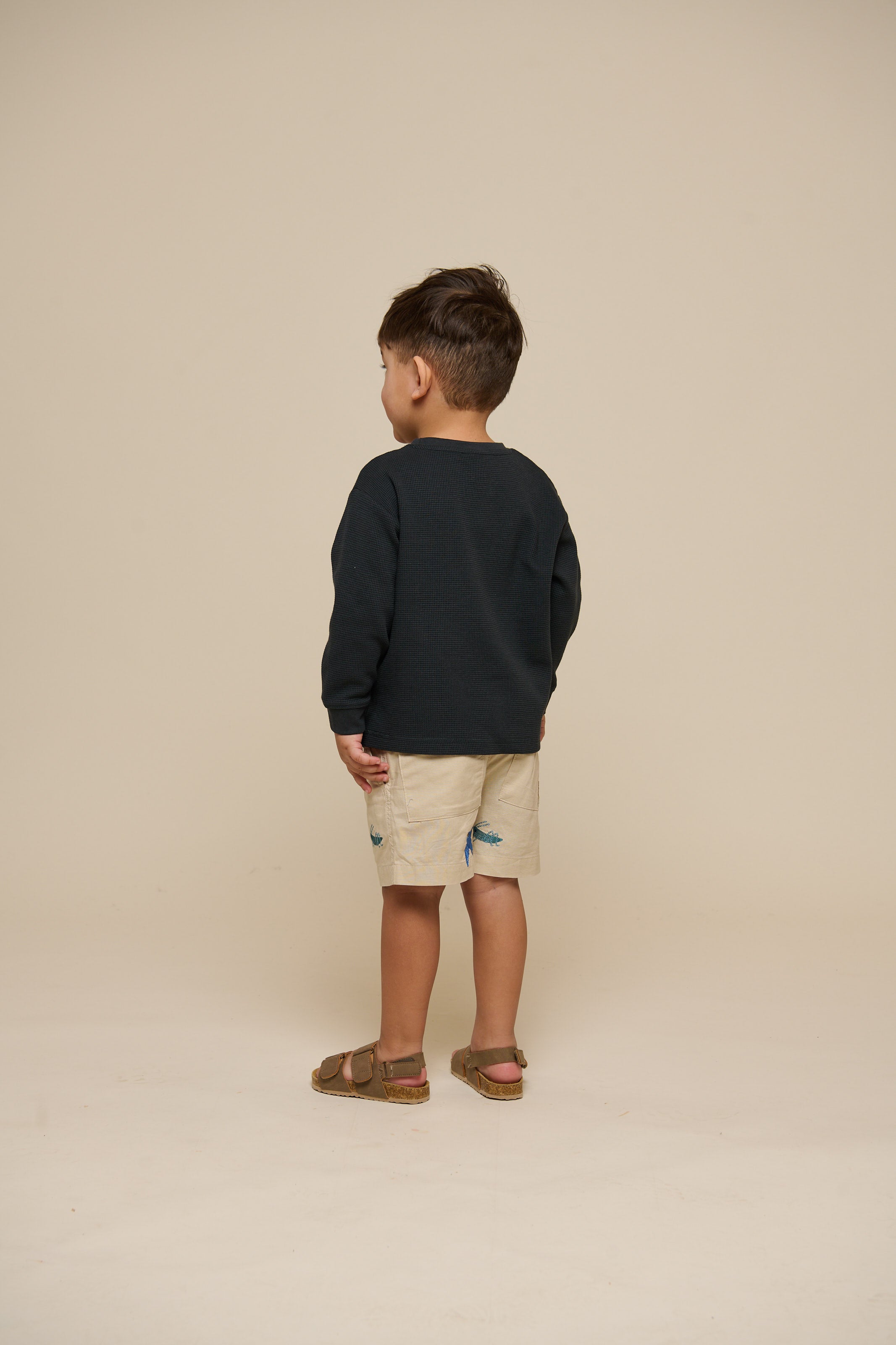 Langærmet T-shirt med struktur - Kids - Forest Green | 100707 Malthe