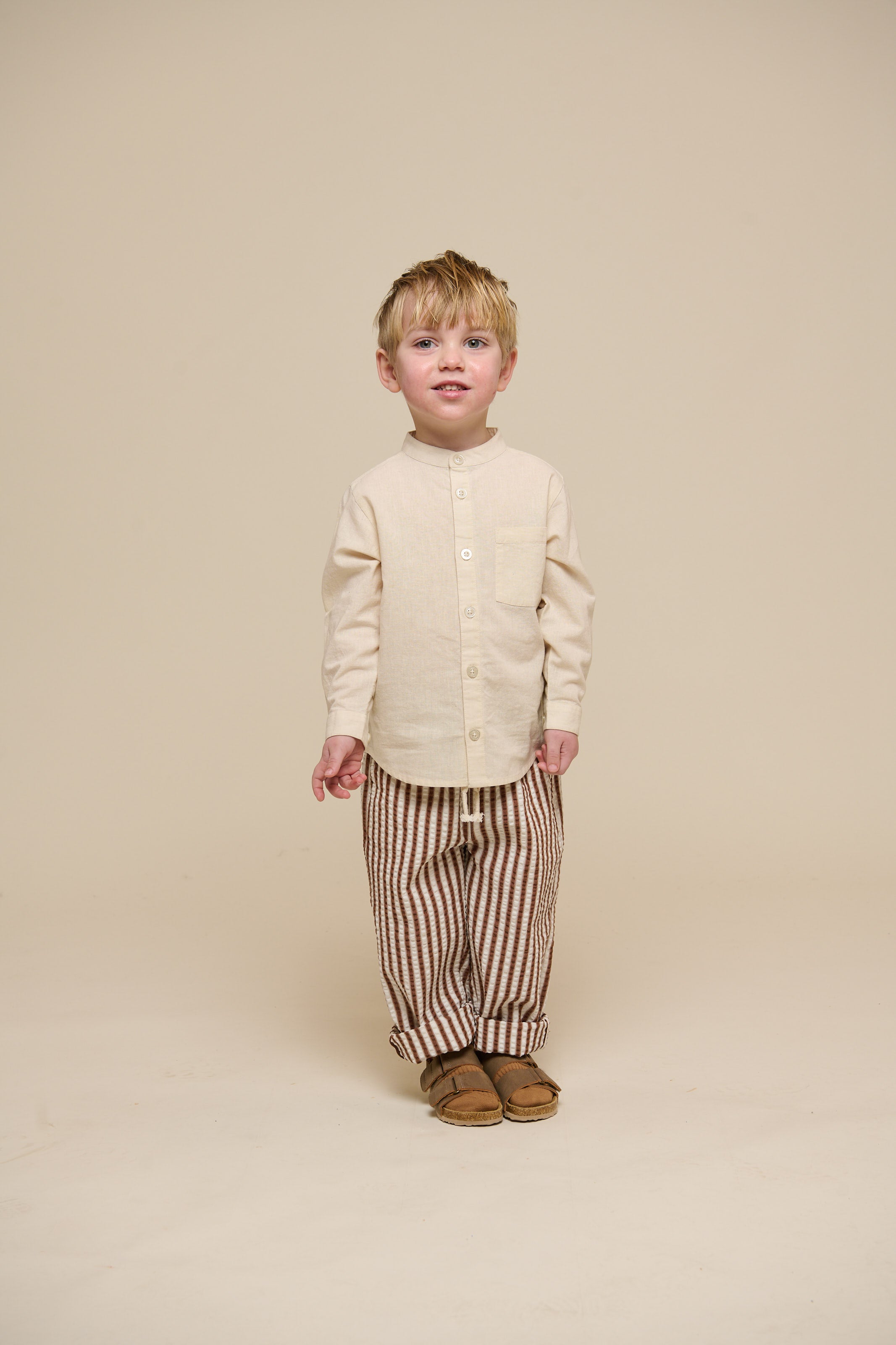 Stribede seersucker bukser - Kids - Brown | 101189 Frank