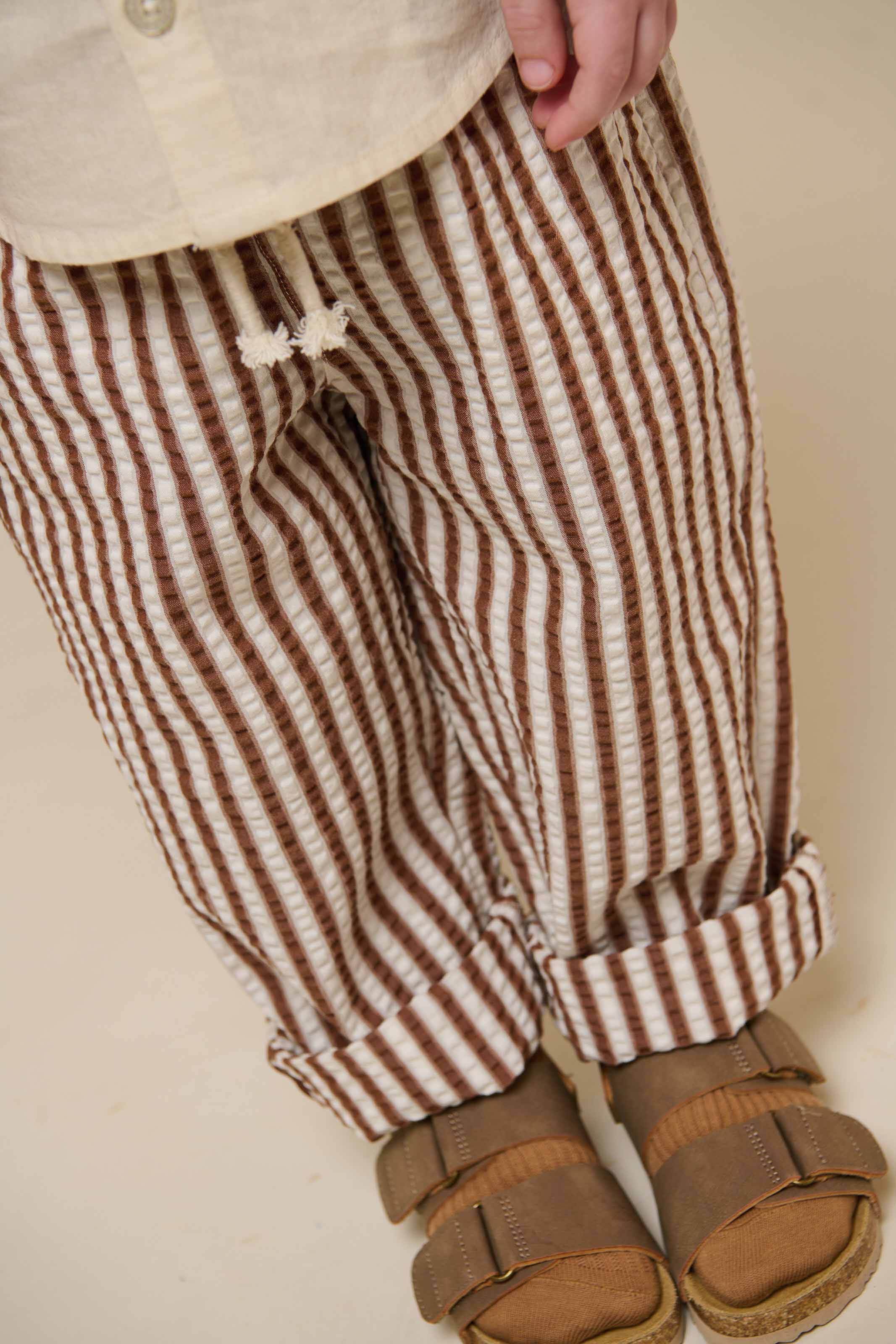 Stribede seersucker bukser - Kids - Brown | 101189 Frank