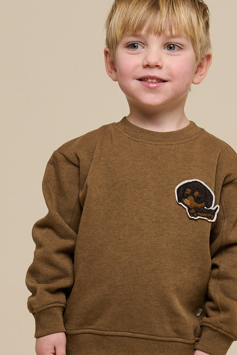 Sweatshirt med rund hals - Kids - Coffe Melange | 100890 Justin