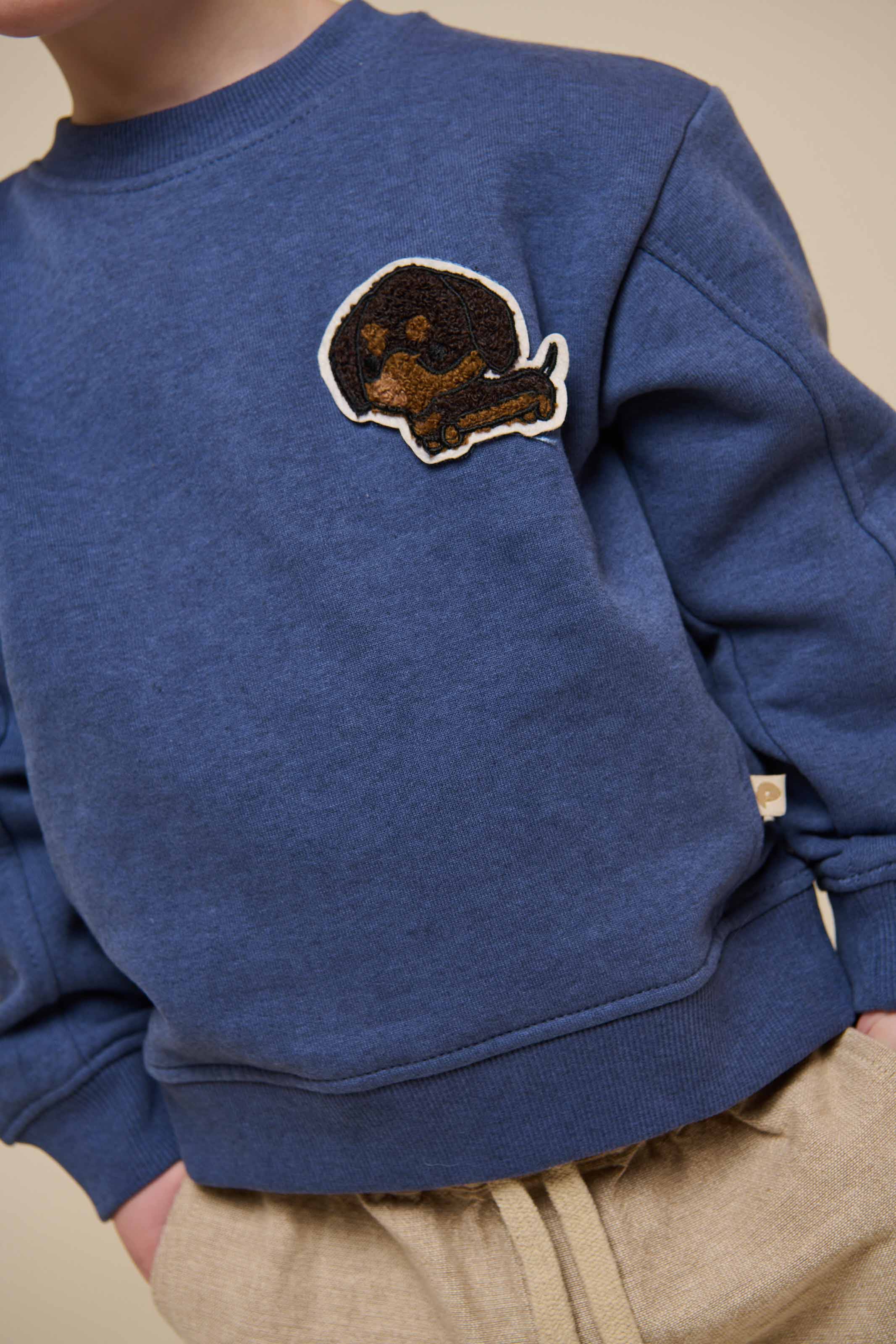 Sweatshirt med rund hals - Kids - Indigo Blue Melange | 100888 Justin