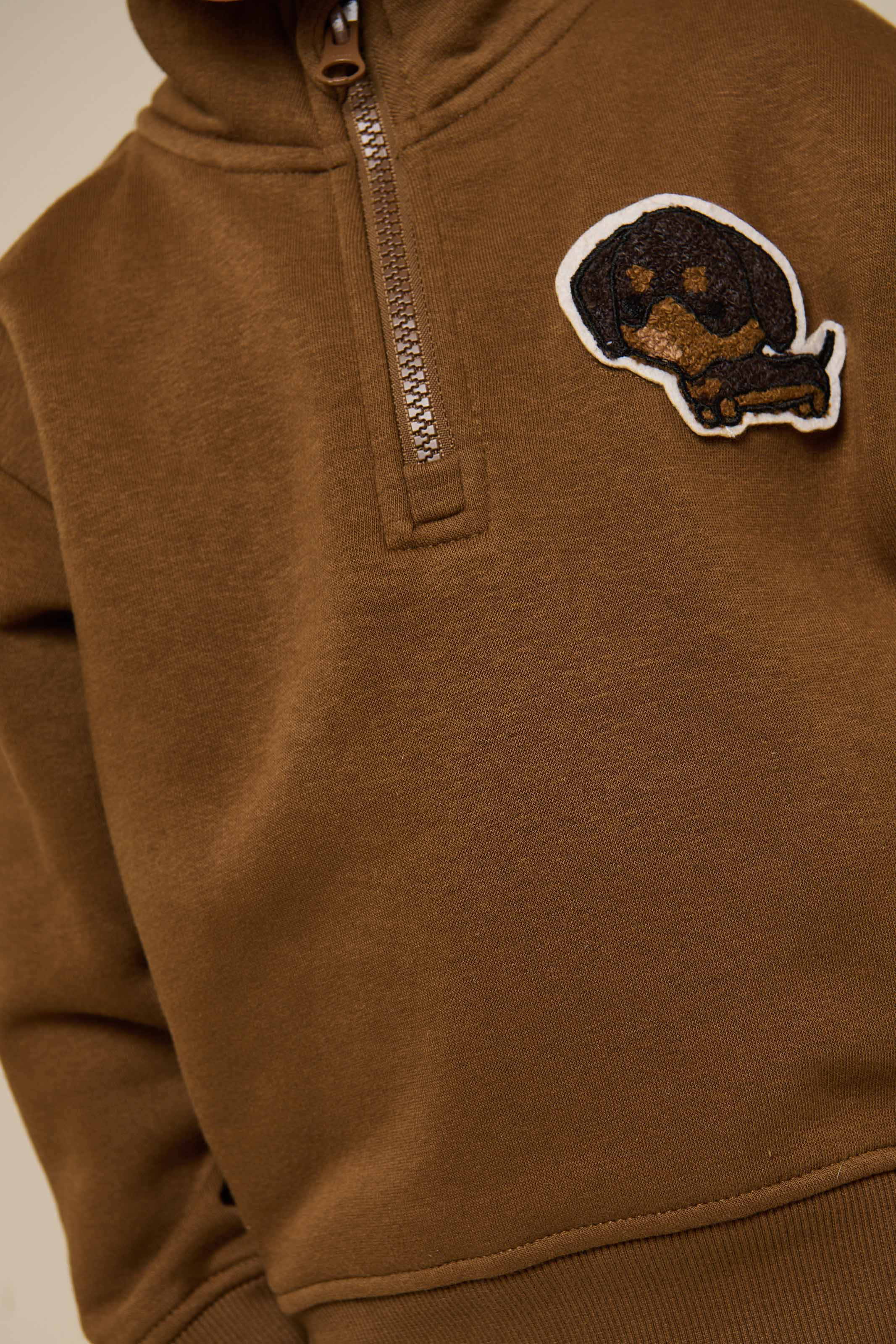 Sweatshirt med kort lynlås - Kids - Coffee | 100808 Tristan