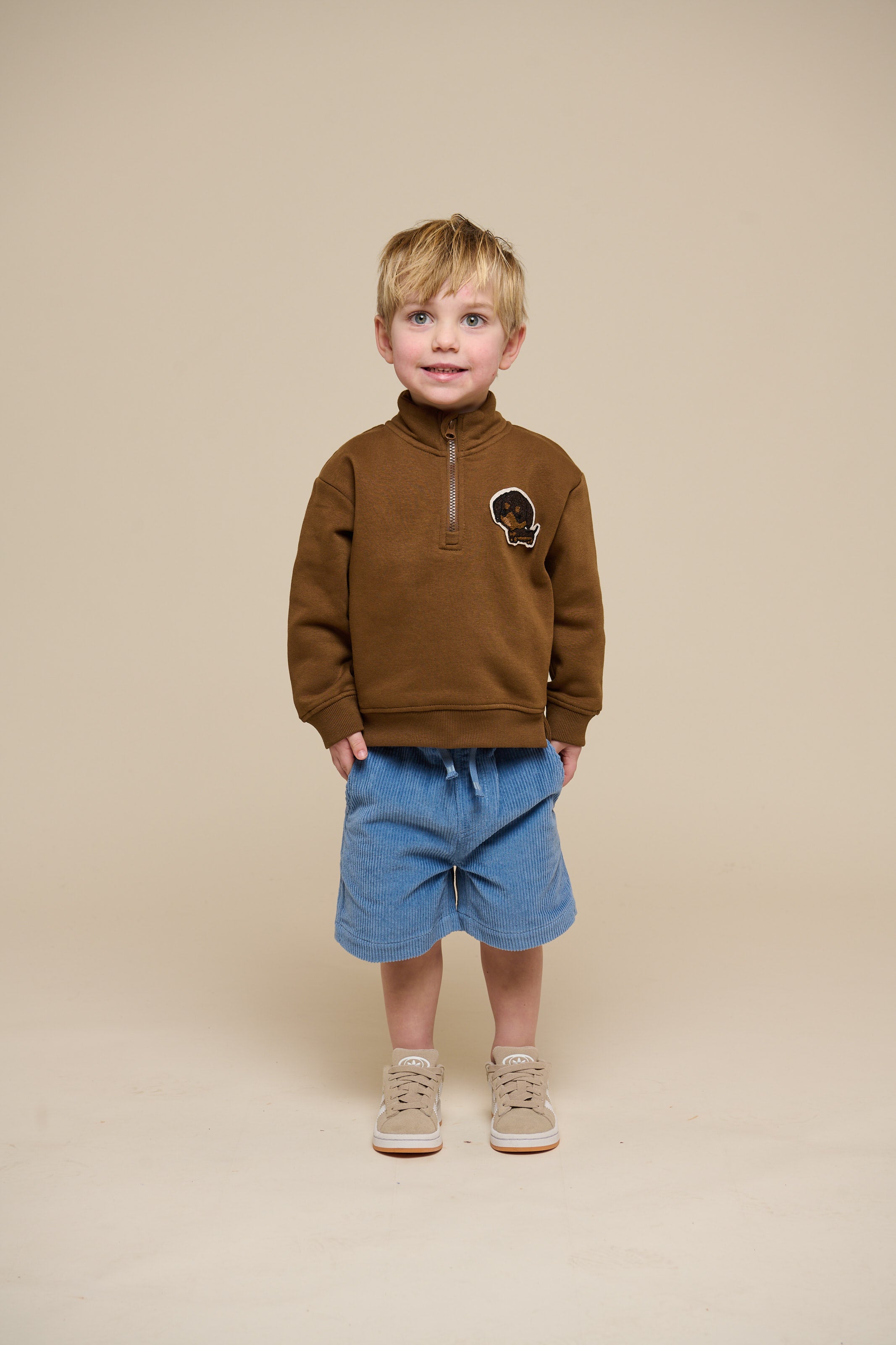 Sweatshirt med kort lynlĂĄs - Kids - Coffee | 100808 Tristan