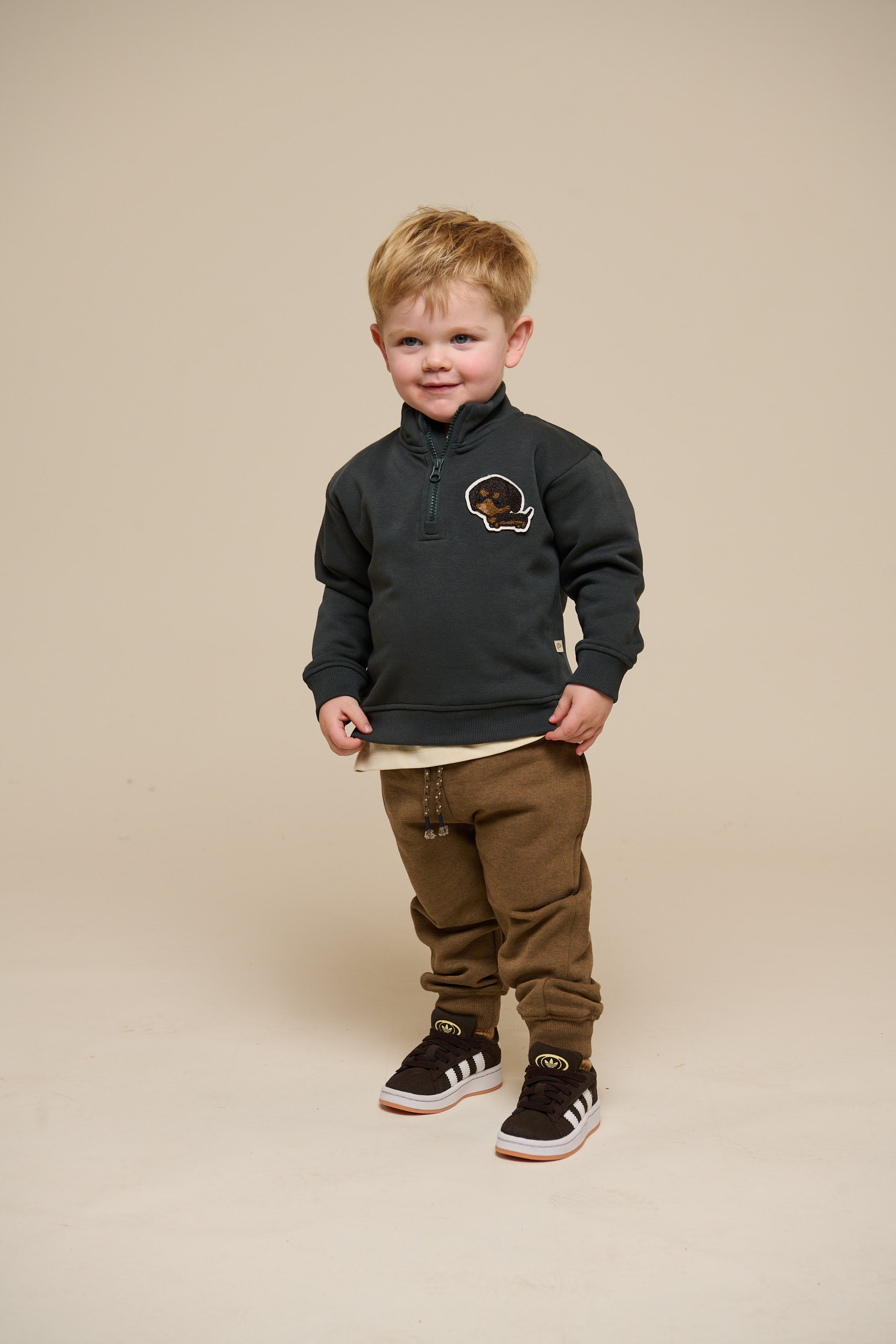 Sweatshirt med kort lynlĂĄs - Kids - Forest Green | 100810 Tristan