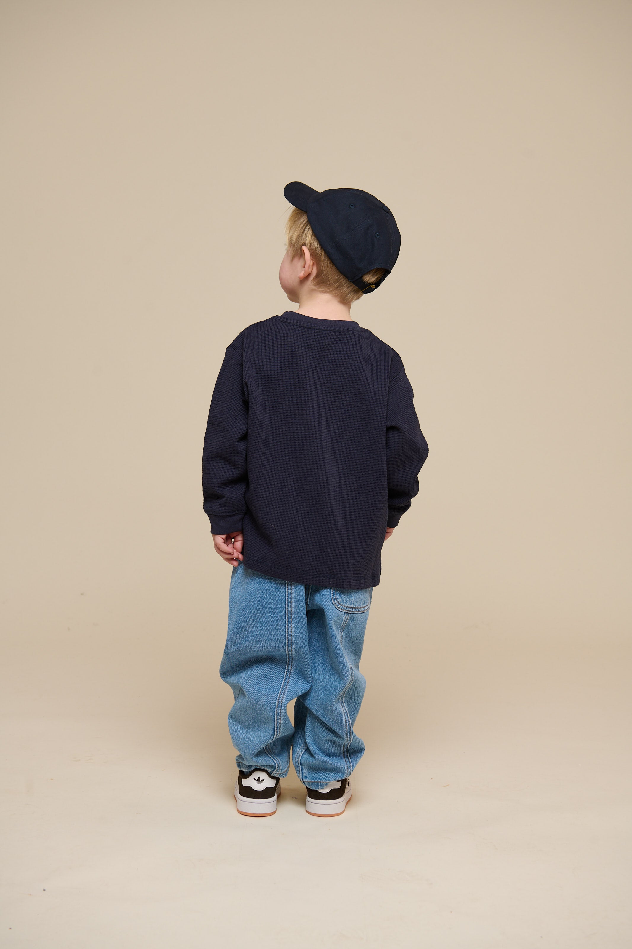 Langærmet T-shirt med struktur - Kids - Navy | 100703 Malthe