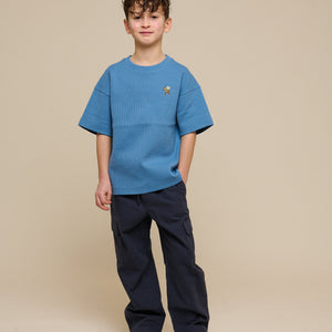 Vaffelstrikket T-shirt - Tween - Dusty Blue | 101151 Evan