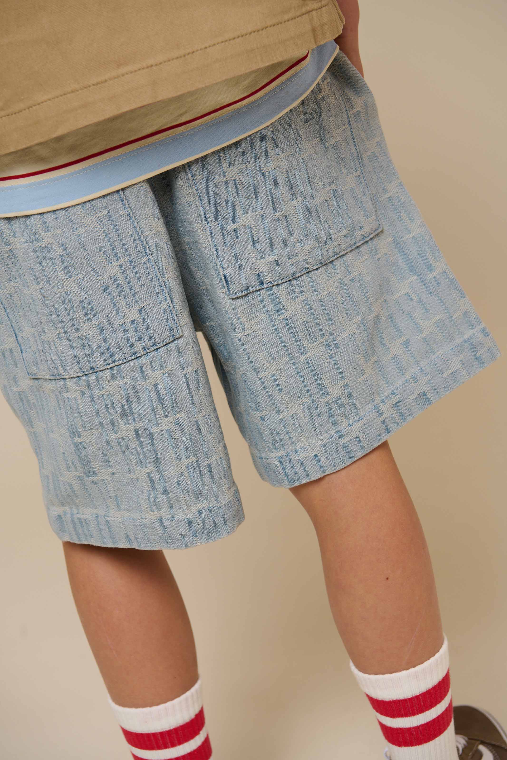 Baggy jacquardvævede denimshorts - Tween - Blue Denim | 101092 Kyle