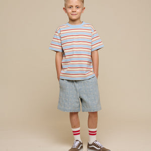 Retro stribet T-shirt - Tween - Powder Blue | 101276 Steven