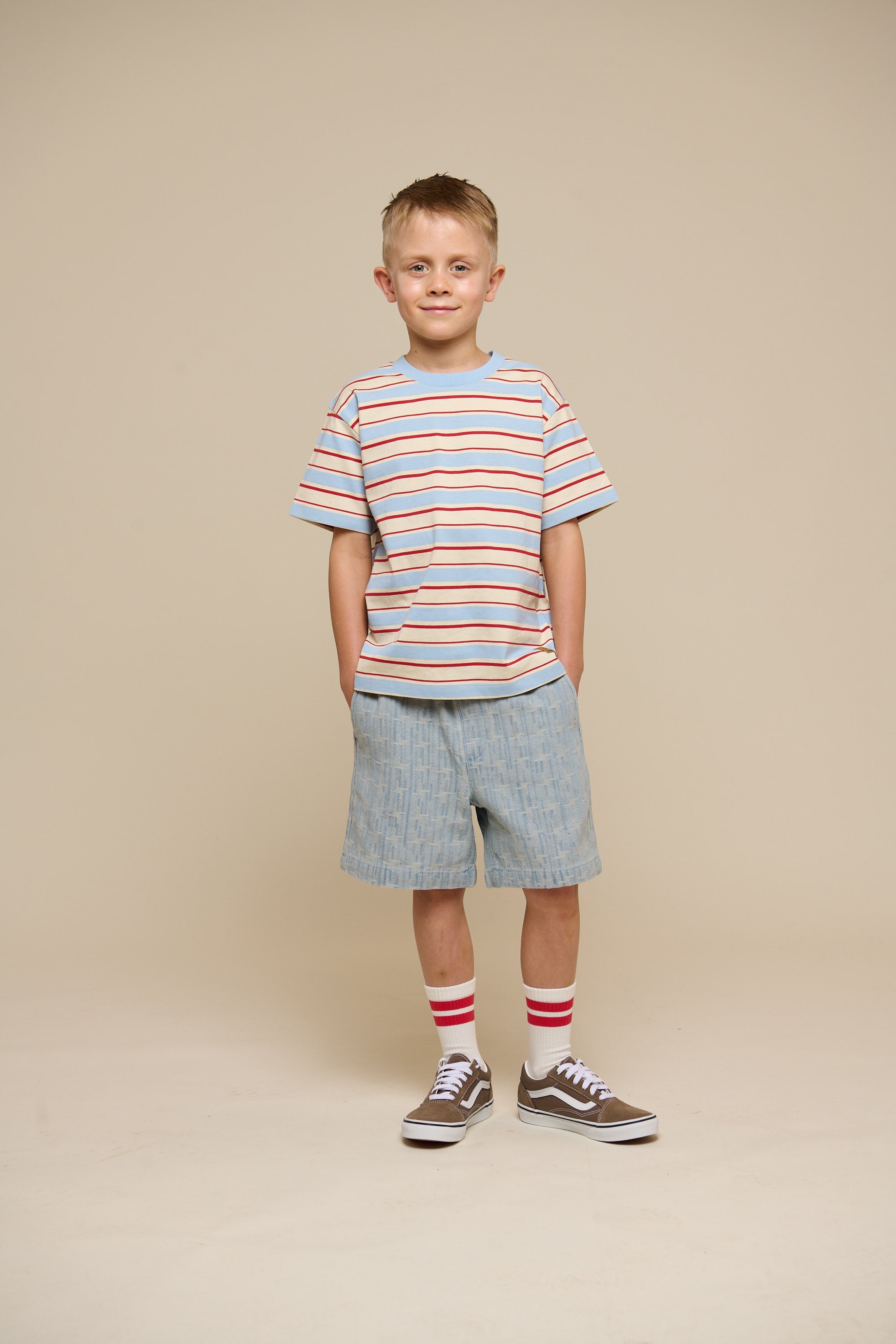 Retro stribet T-shirt - Tween - Powder Blue | 101276 Steven