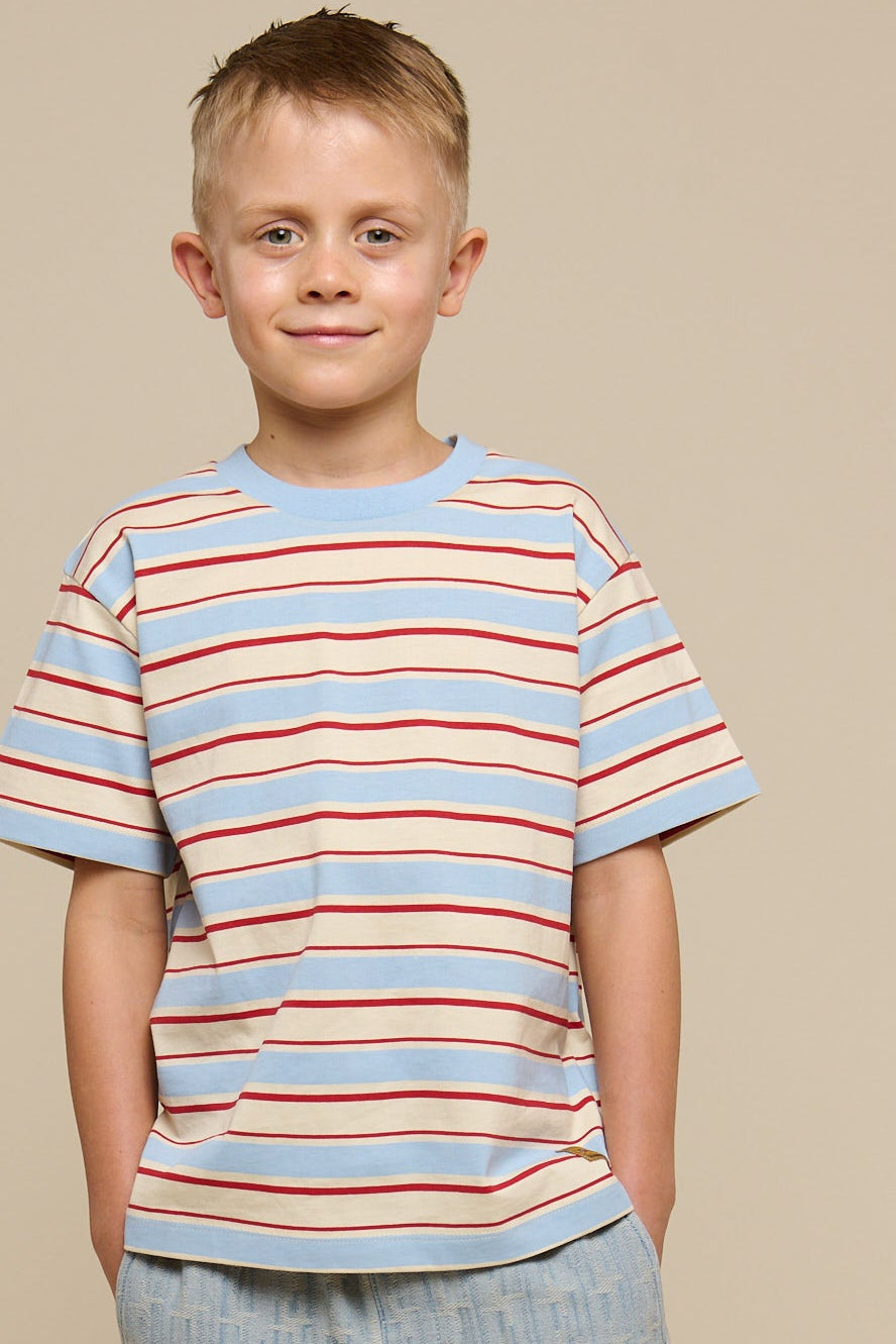 Retro stribet T-shirt - Tween - Powder Blue | 101276 Steven