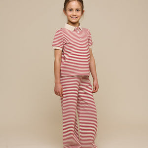Stribede jersey bukser med vide ben - Tween - Cherry Red | 100996 Emmie