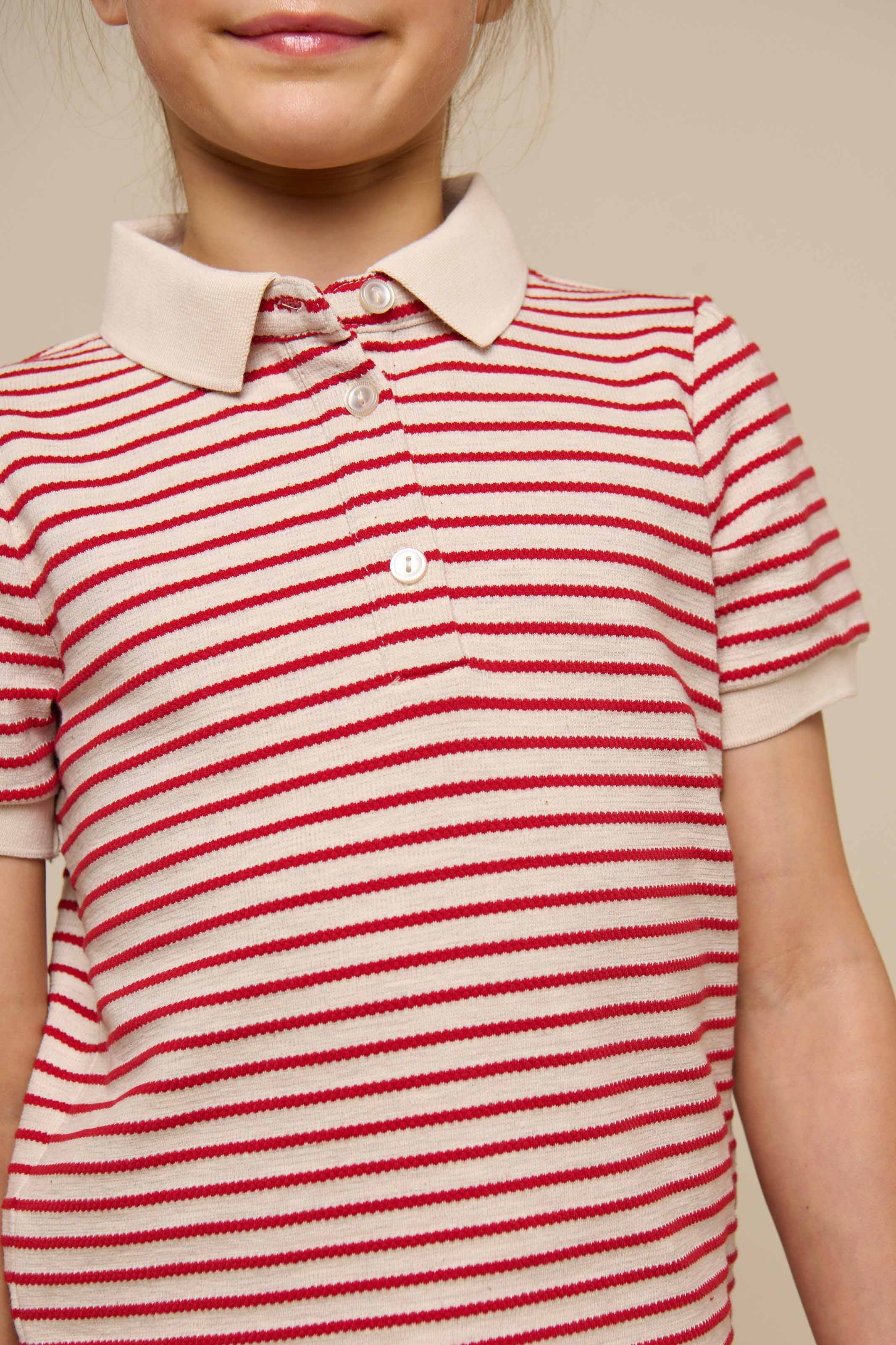 Stribet jersey polo - Tween - Cherry Red | 101003 Emmie