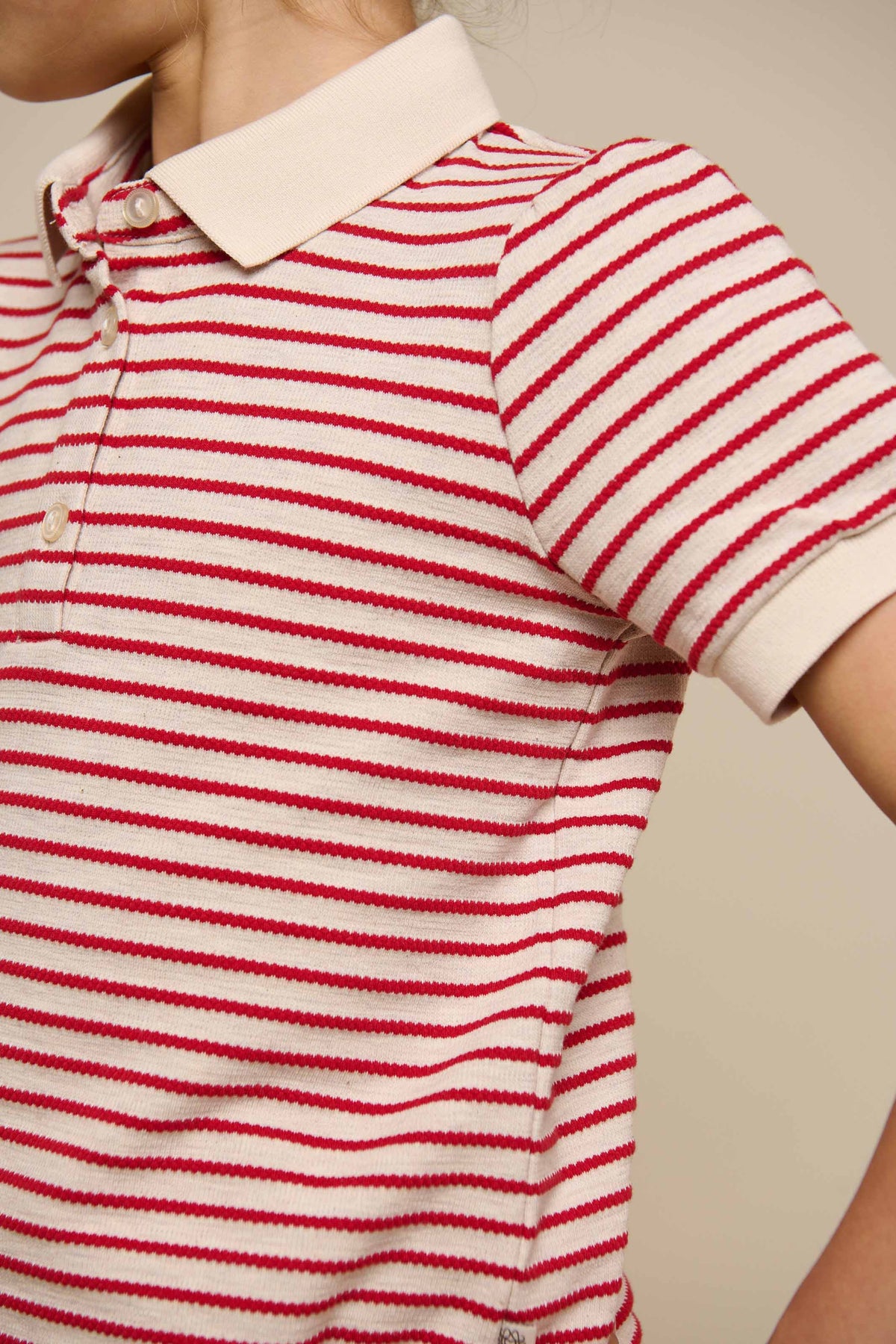 Stribet jersey polo - Tween - Cherry Red | 101003 Emmie