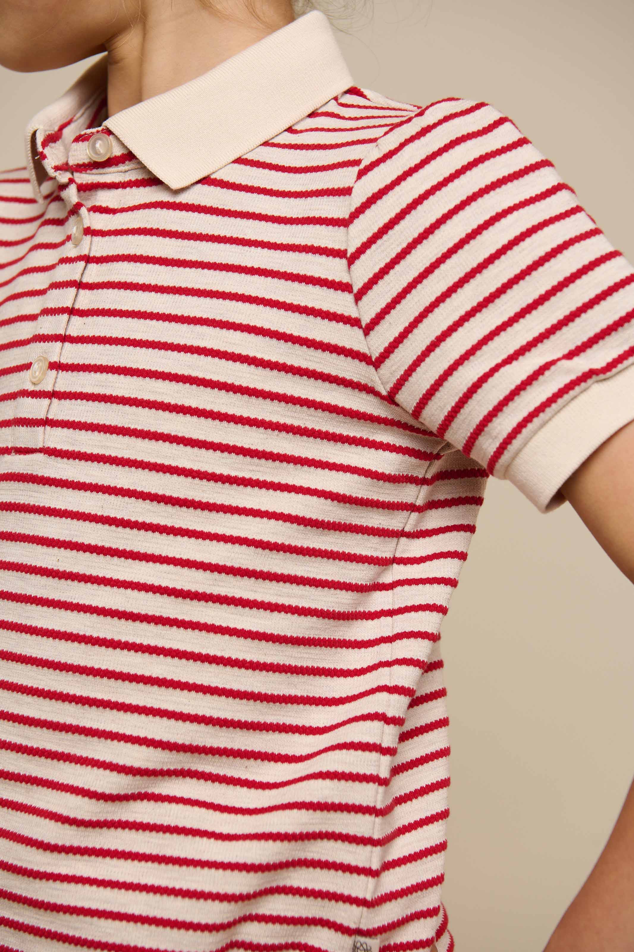 Stribet jersey polo - Tween - Cherry Red | 101003 Emmie