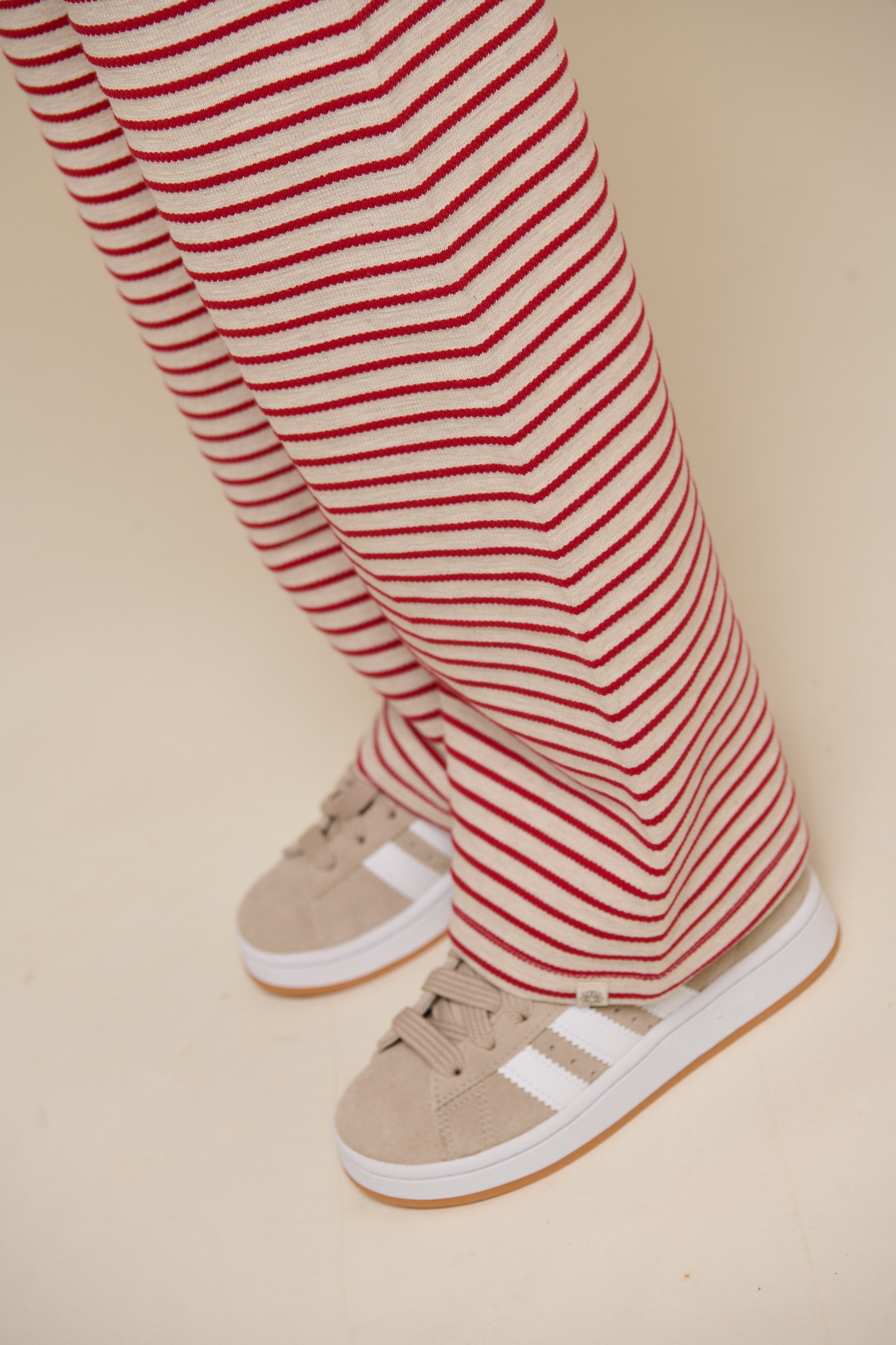 Stribede jersey bukser med vide ben - Tween - Cherry Red | 100996 Emmie