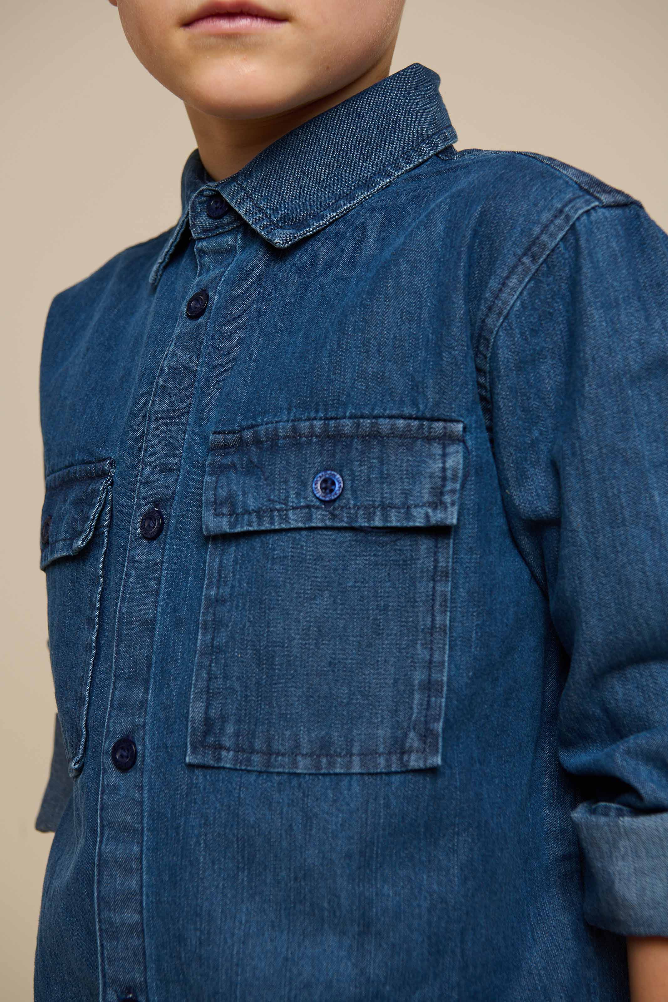 Denimskjorte- Kids - Mørkeblå Denim | 100176 Delhi
