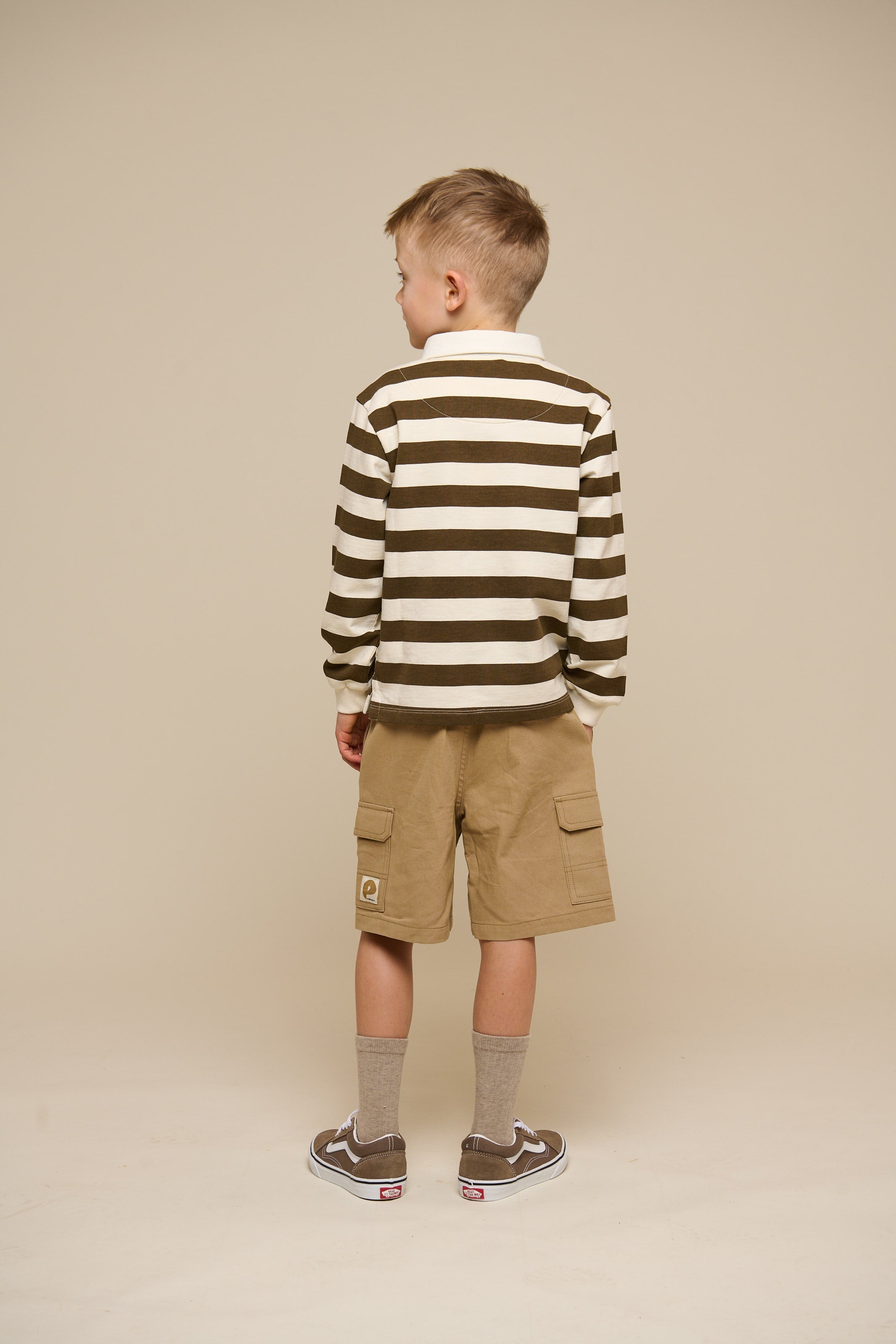 Stribet polo sweatshirt - Tween - Dark Brown/Offwhite | 101398 Marco