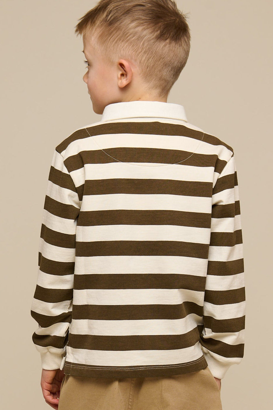 Stribet polo sweatshirt - Tween - Dark Brown/Offwhite | 101398 Marco
