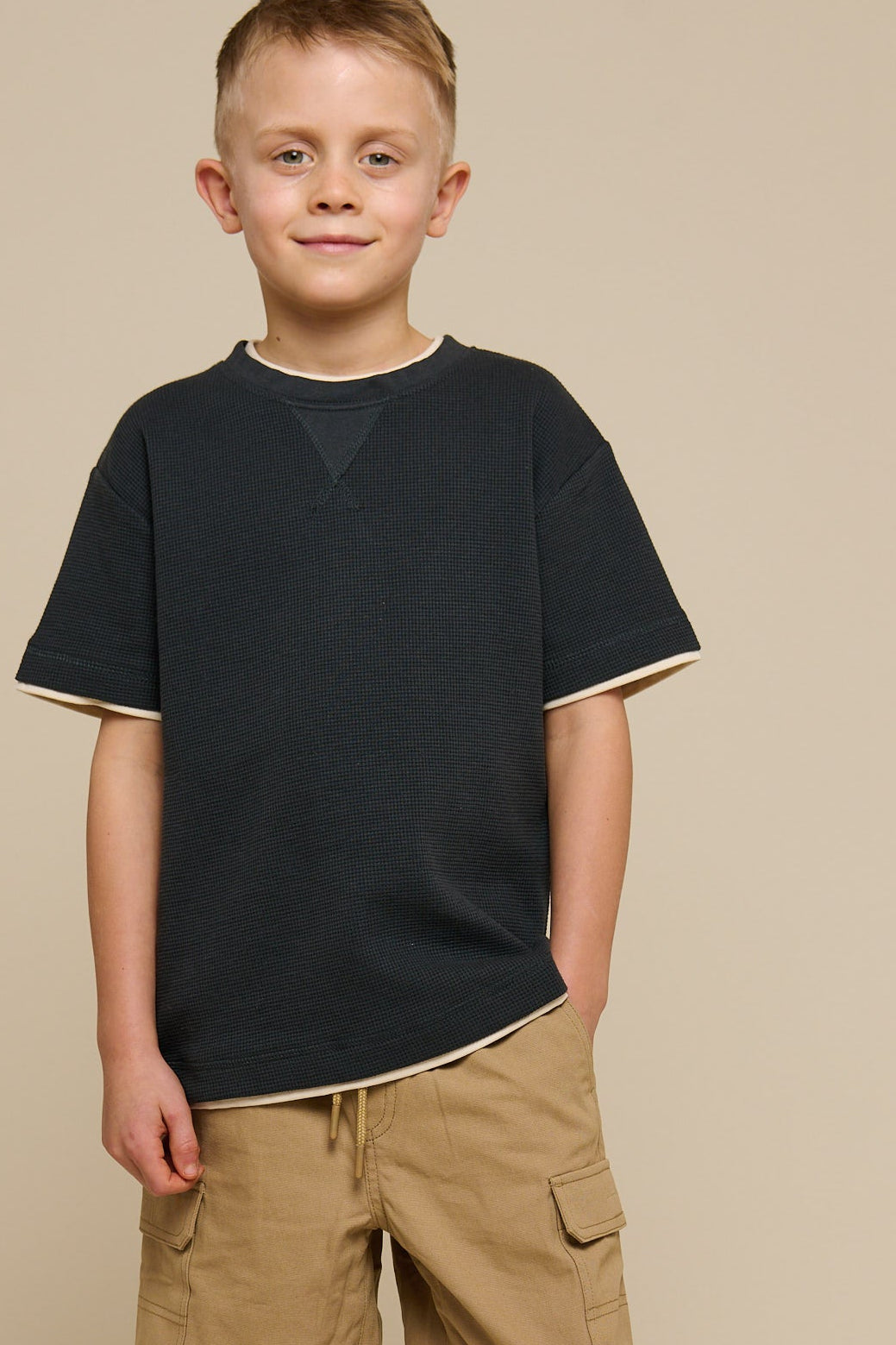Kortærmet T-shirt med struktur - Tween - Forest Green | 100714 Malthe