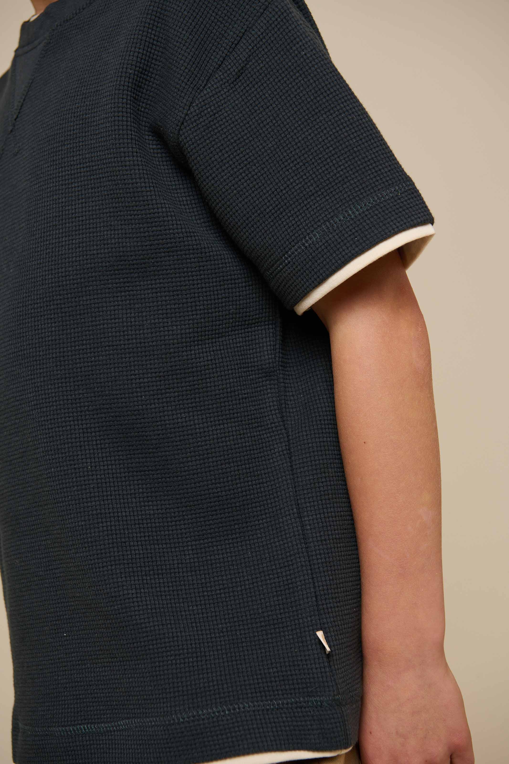 Kortærmet T-shirt med struktur - Tween - Forest Green | 100714 Malthe