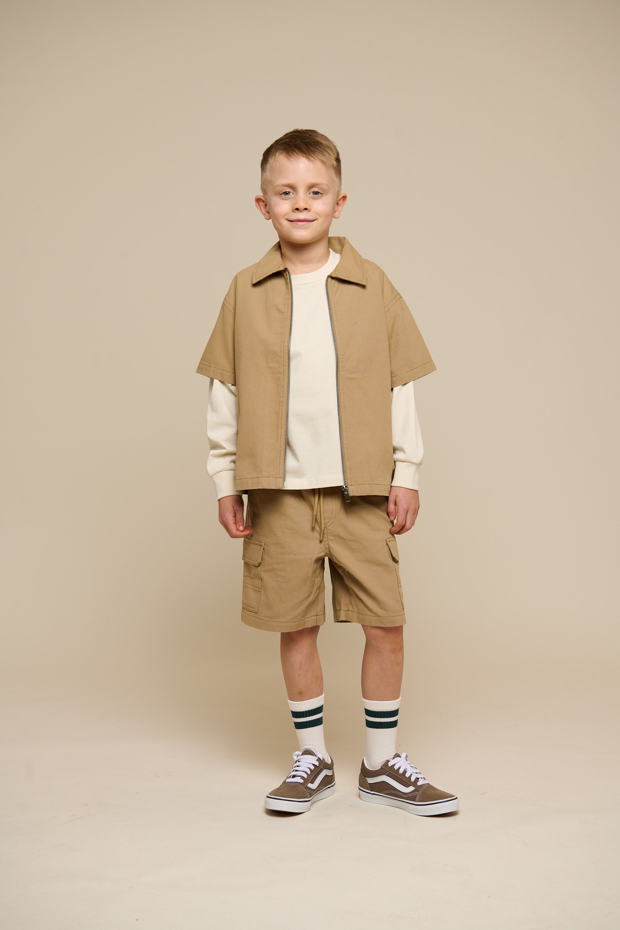 Canvas skjortejakke med lynlås - Tween - Khaki | 101125 Isack
