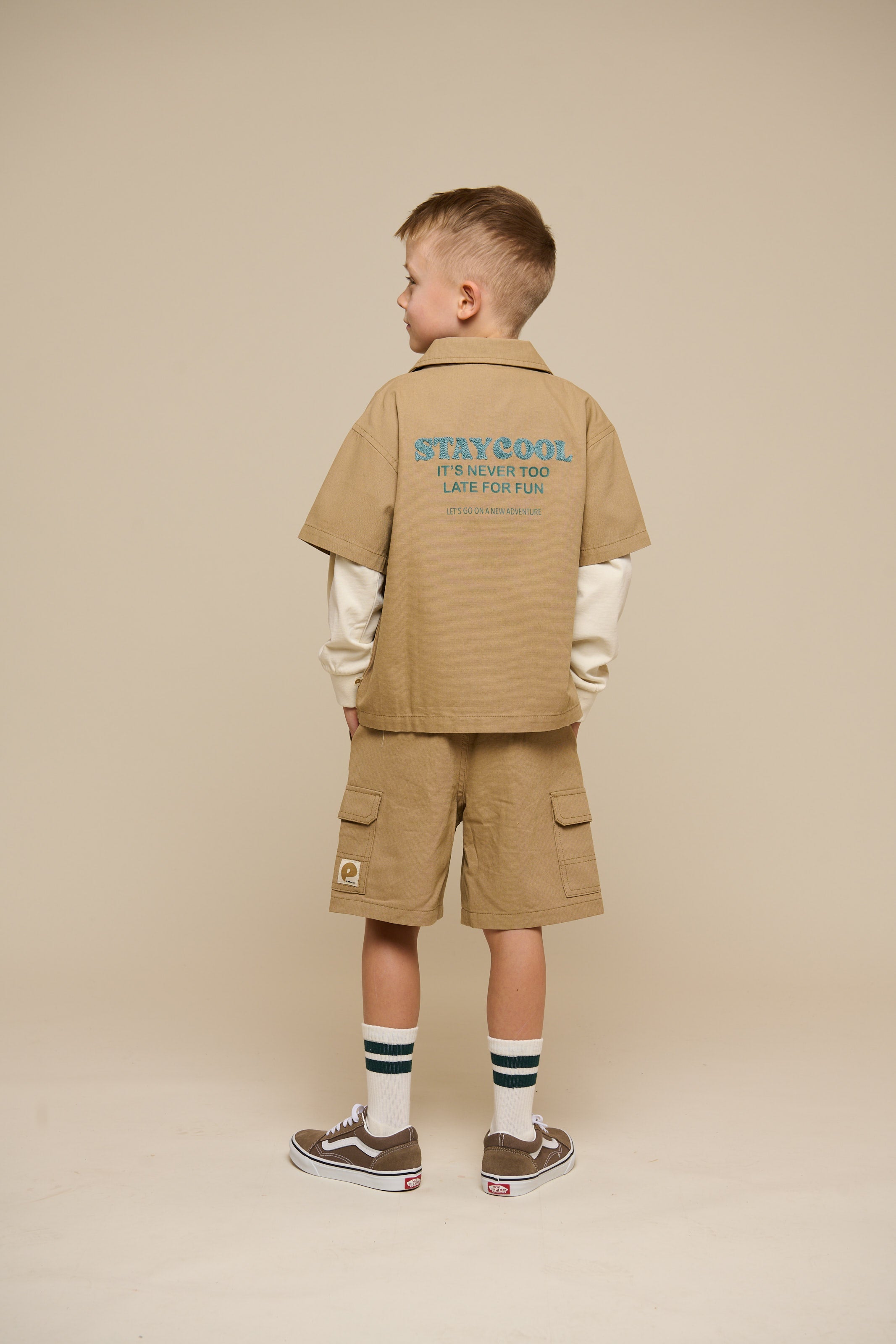 Canvas skjortejakke med lynlås - Kids - Khaki | 101124 Isack