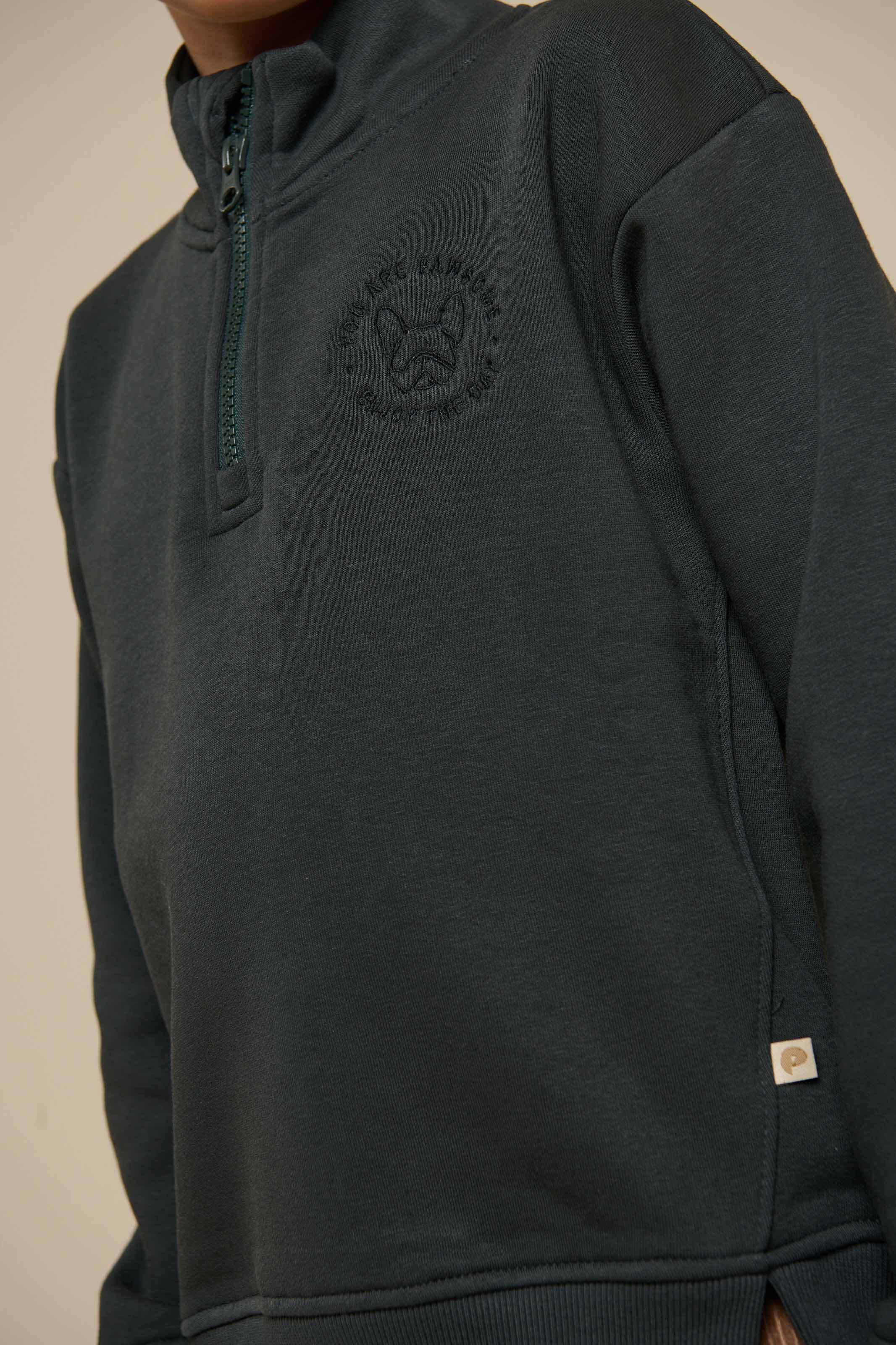 Sweatshirt med kort lynlås - Tween - Forest Green | 100811 Tristan