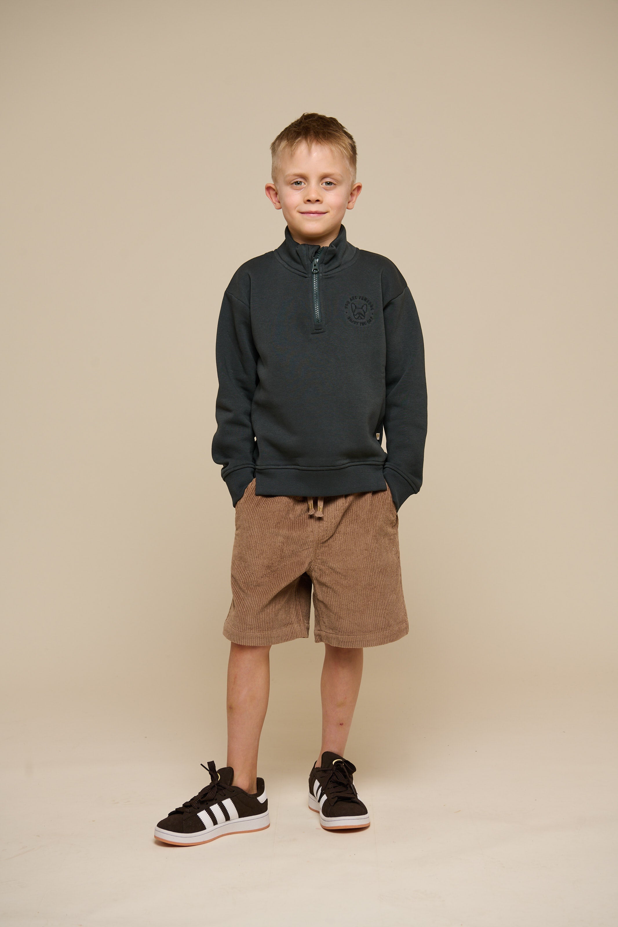 Sweatshirt med kort lynlĂĄs - Tween - Forest Green | 100811 Tristan
