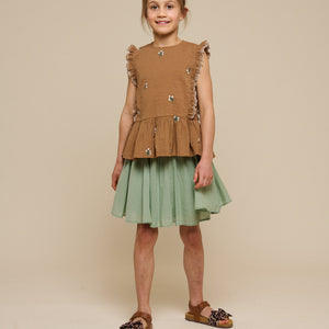 Broderet seersucker top - Tween - Coconut | 100983 Nora