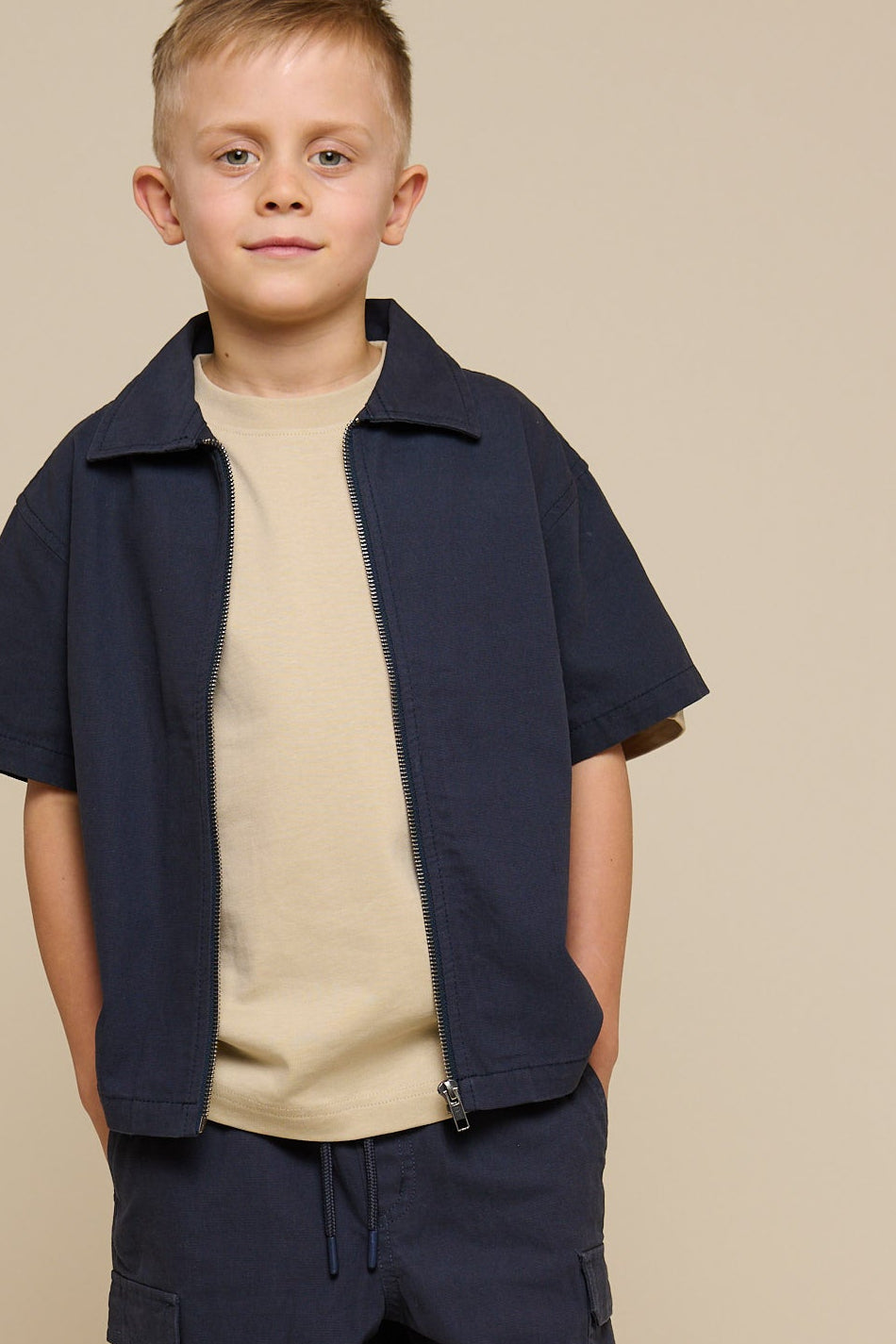 Canvas skjortejakke med lynlås - Tween - Navy | 101127 Isack