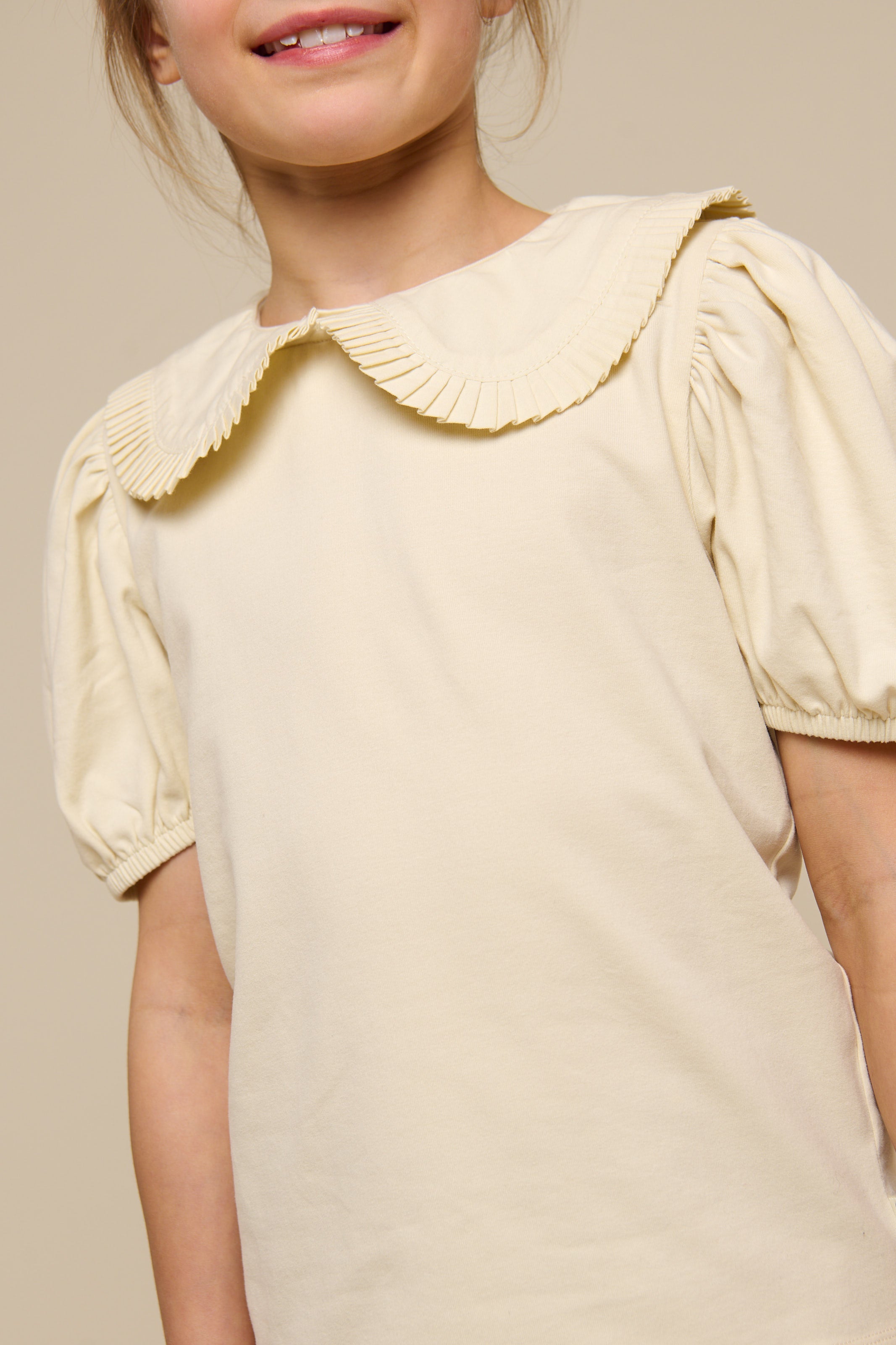 Jerseybluse med krave - Tween - Offwhite | 101278 Nini